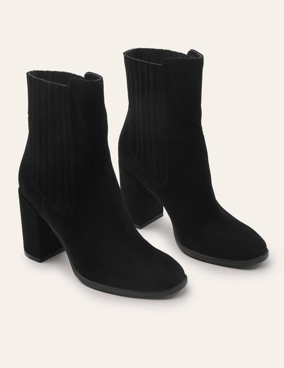 Stiefeletten mit Blockabsatz-Schwarz, Veloursleder - Image 3