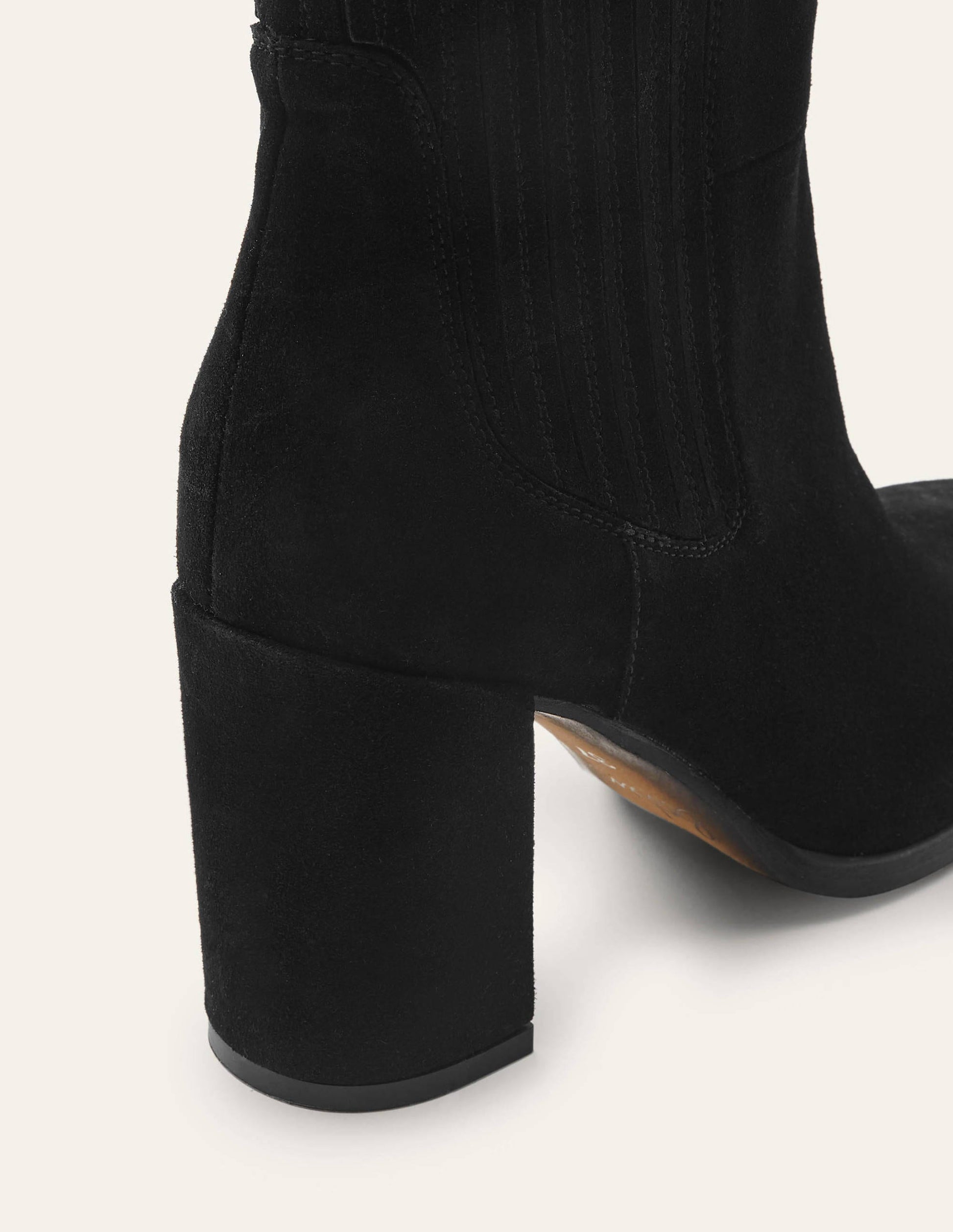 Stiefeletten mit Blockabsatz-Schwarz, Veloursleder-4