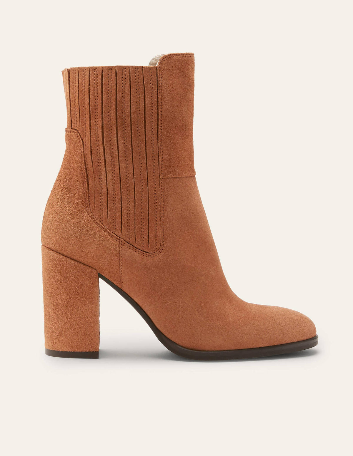 Bottines à talons carrés-Daim fauve-2