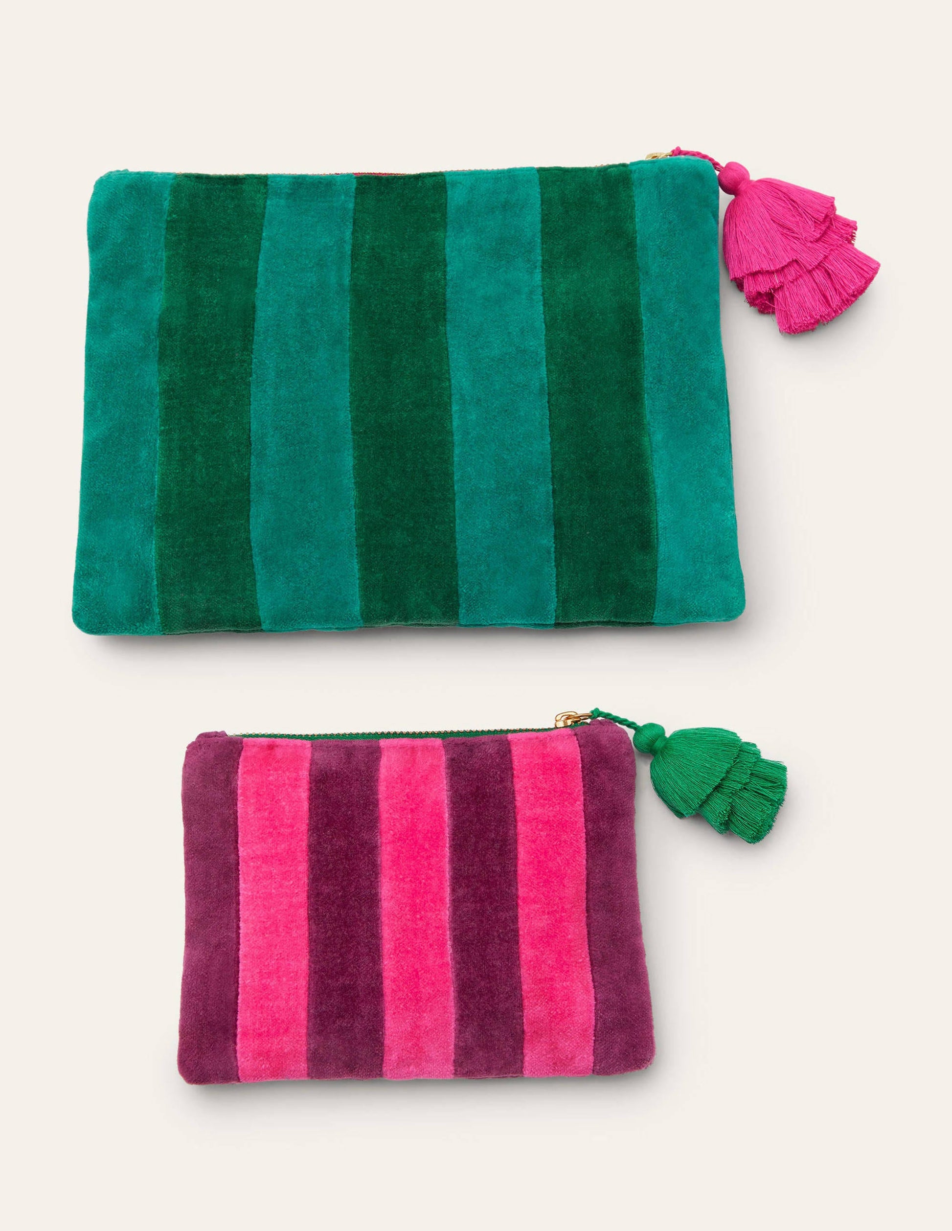 Taschen-Set aus Samt-Segelrot/Waldgrün-2