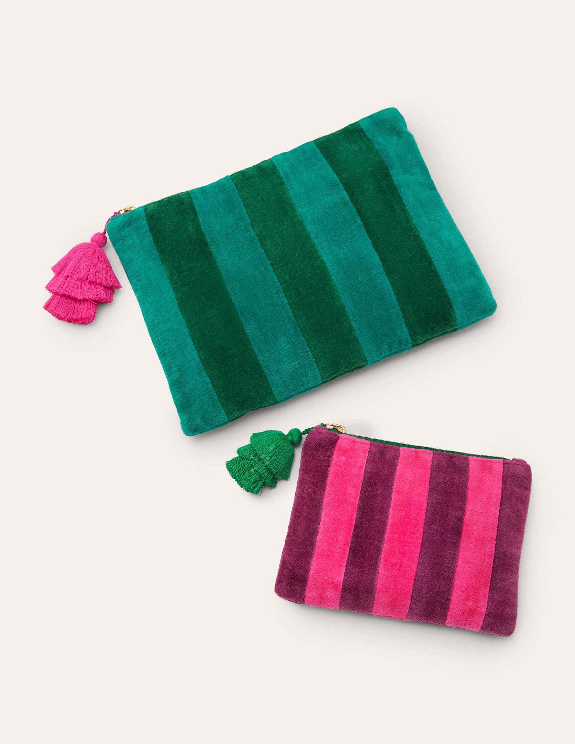 Taschen-Set aus Samt-Segelrot/Waldgrün-4