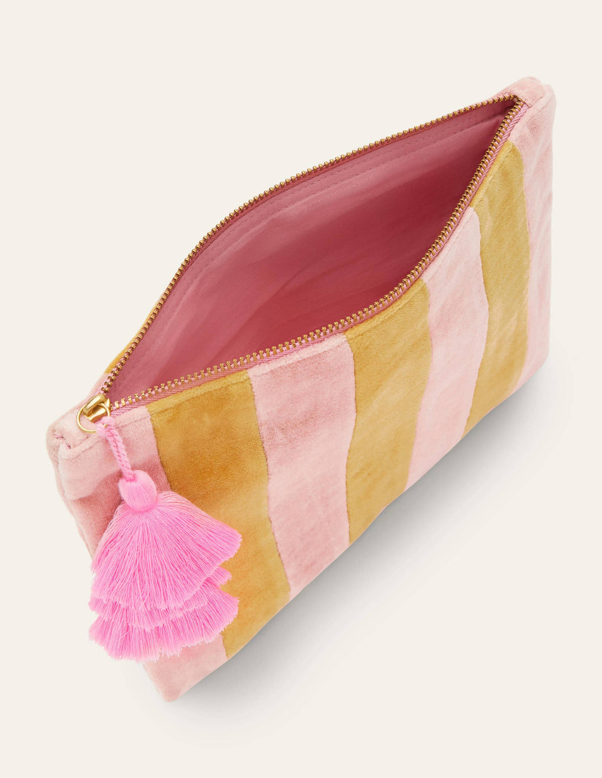 Taschen-Set aus Samt-Honiggold/Milchshake-5