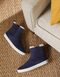 Shearling Chelsea Boots-Navy