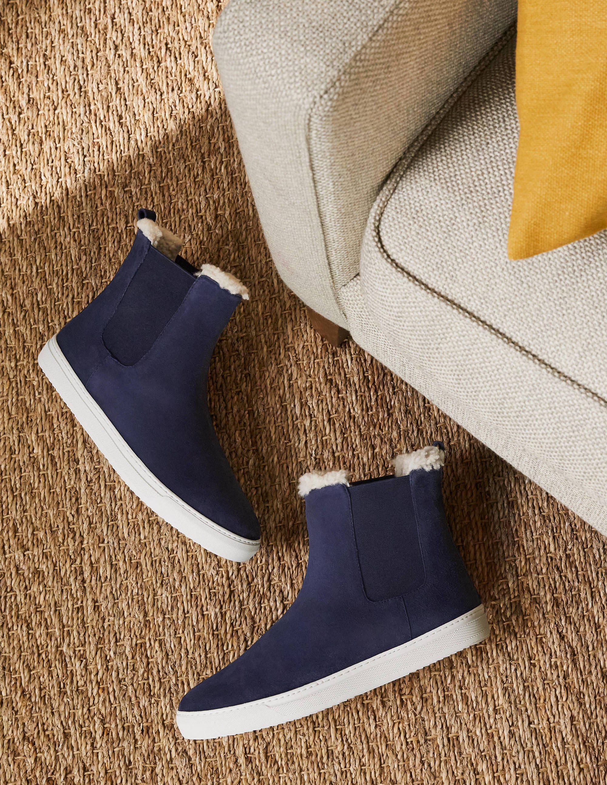 Shearling Chelsea Boots-Navy - Image 1