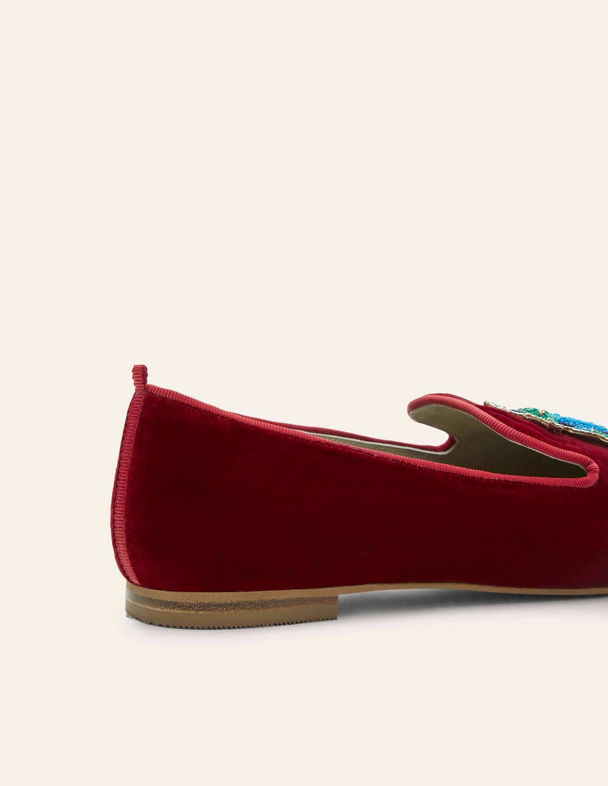 Gabriella Verzierte Loafer-Weinroter Samt, Käfer-4
