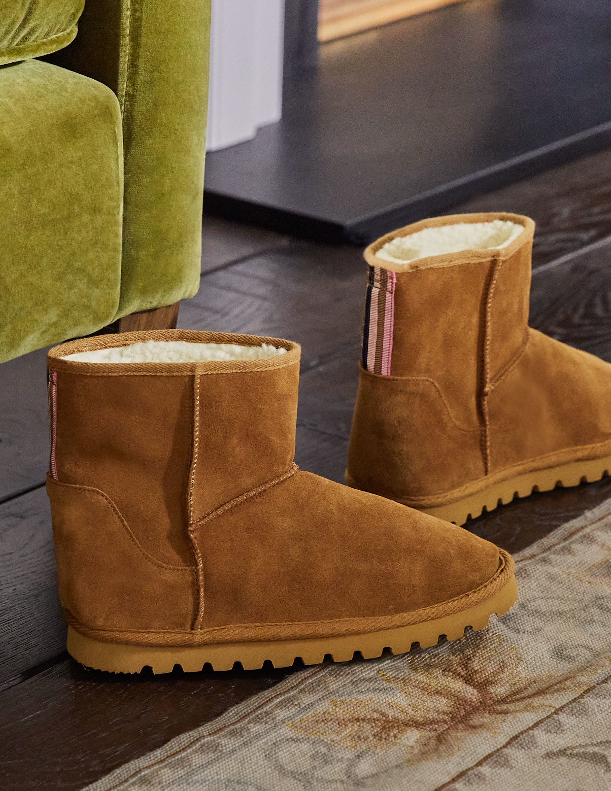 Hausschuhstiefel mit Borg-Futter-Hellbraun - Image 1