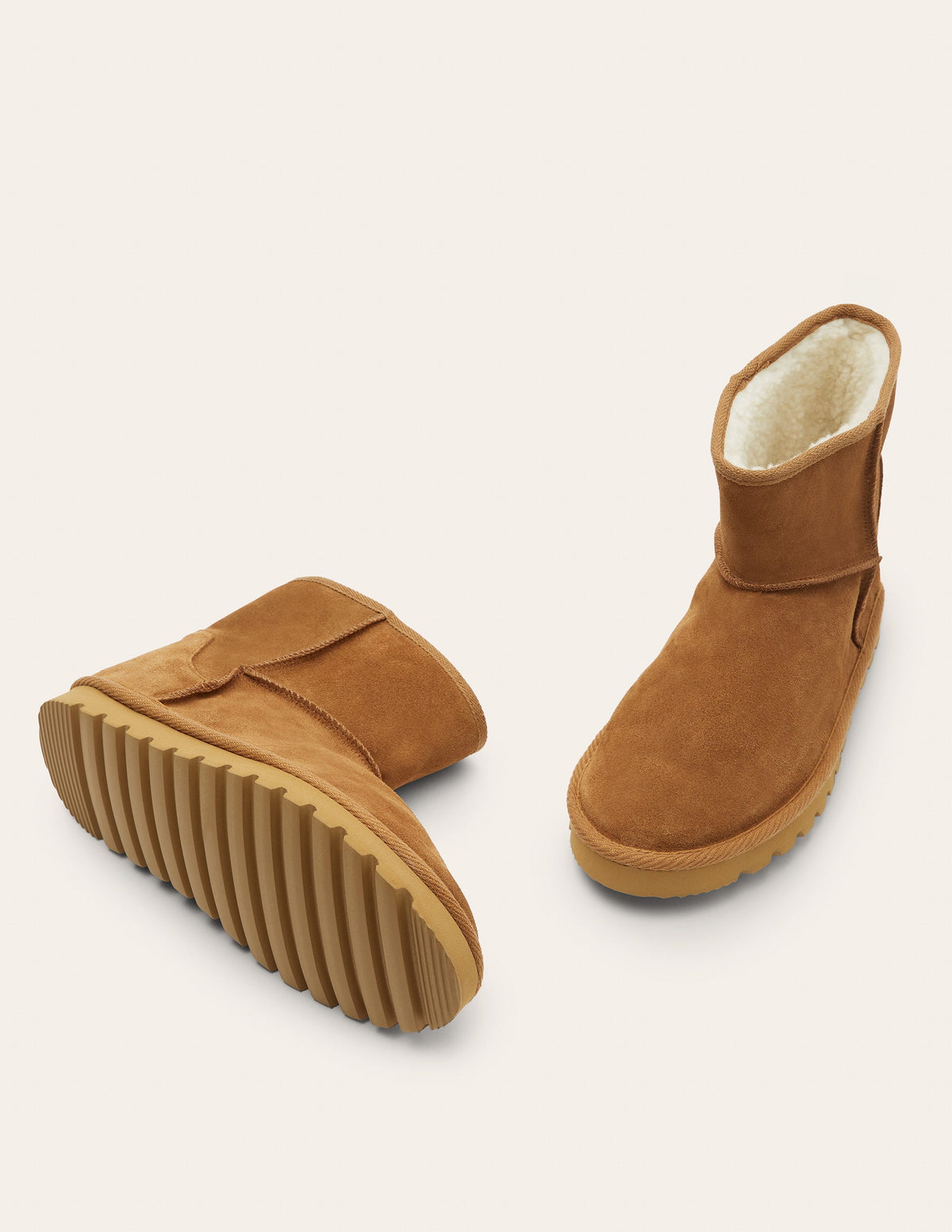 Hausschuhstiefel mit Borg-Futter-Hellbraun-3