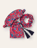 Set aus Augenmaske und Scrunchie-Hellrot, Zartes Blumenmuster