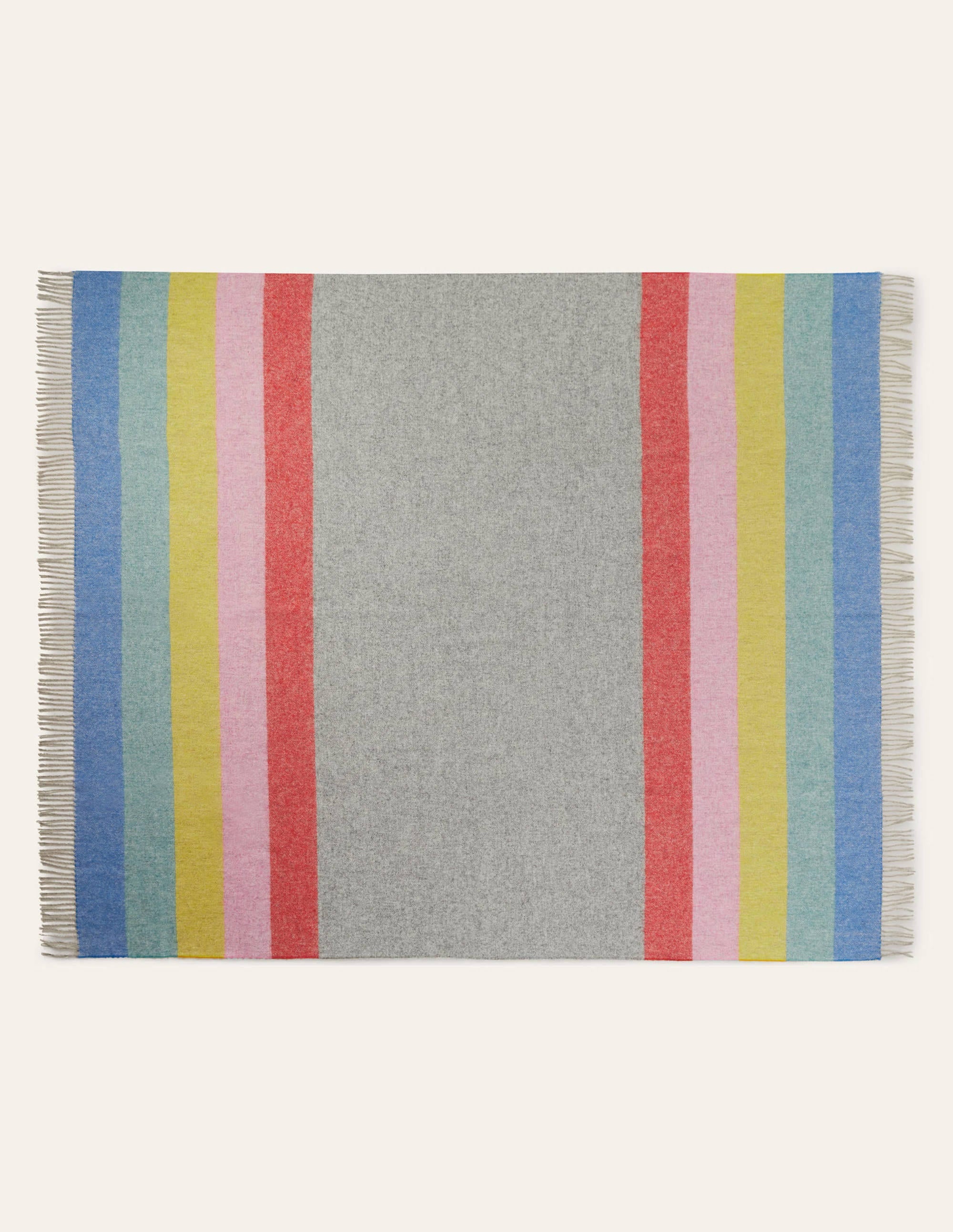 Wolldecke-Grau/Bunt, Gestreift - Image 2