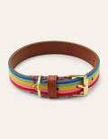 Leather Dog Collar-Tan, Multi Stripe