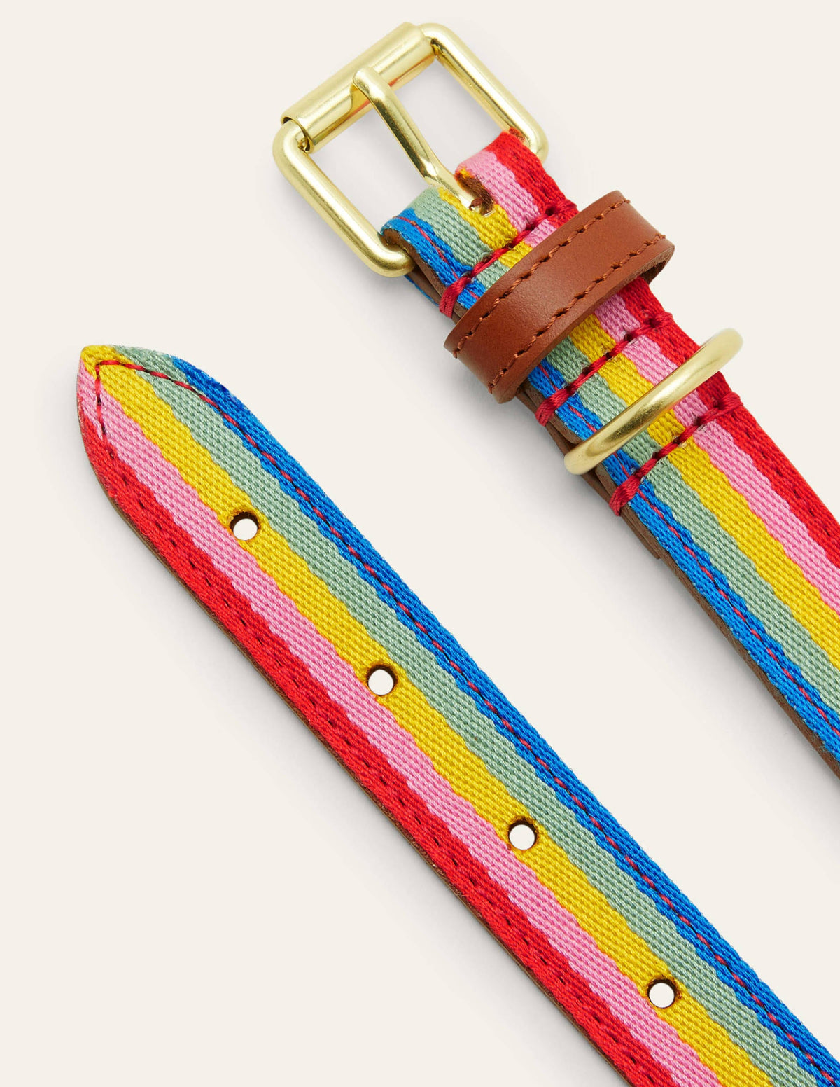 Leather Dog Collar-Tan, Multi Stripe - Image 2
