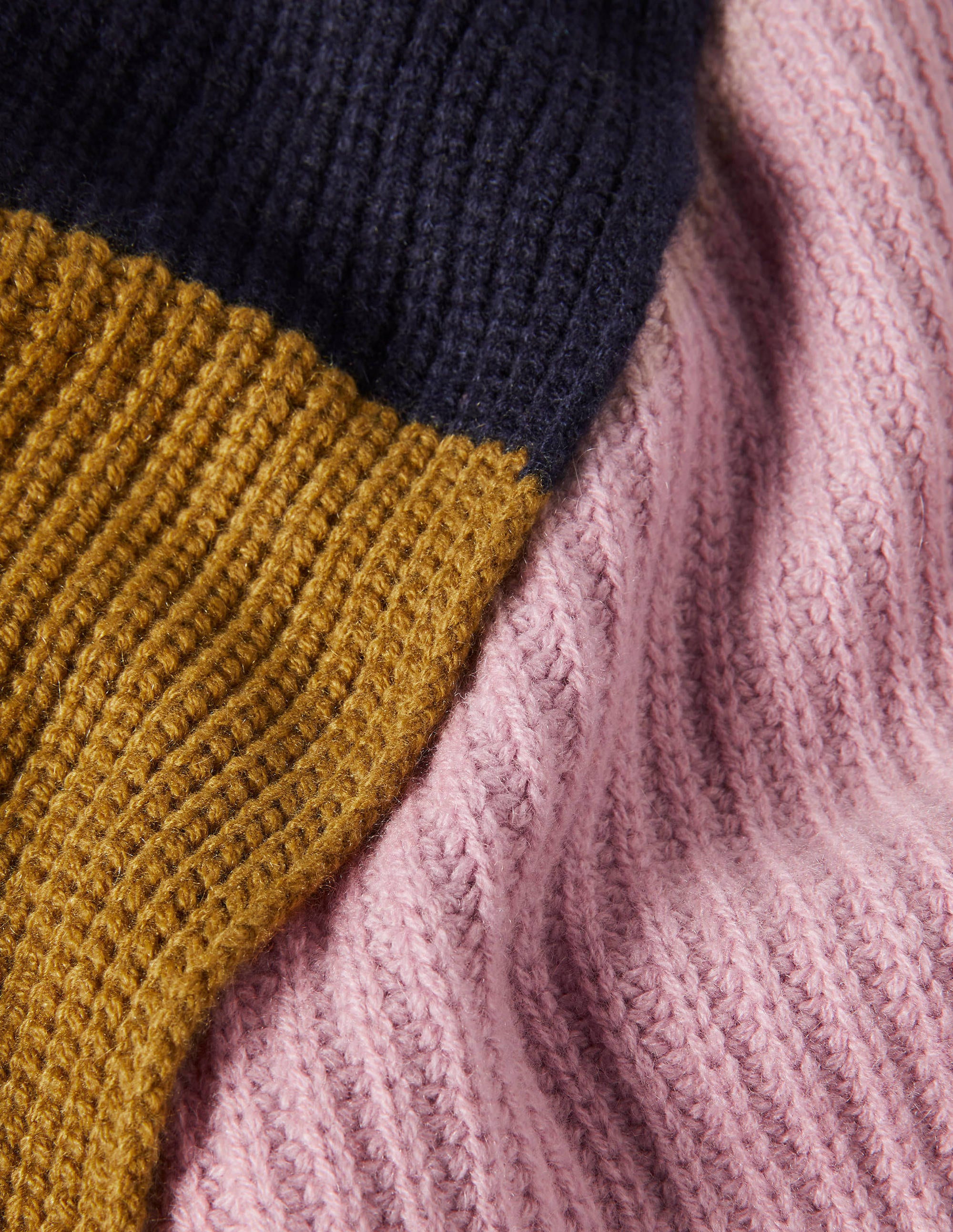 Colourblock Cashmere Scarf-Navy/Old Moss/Purple - Image 2