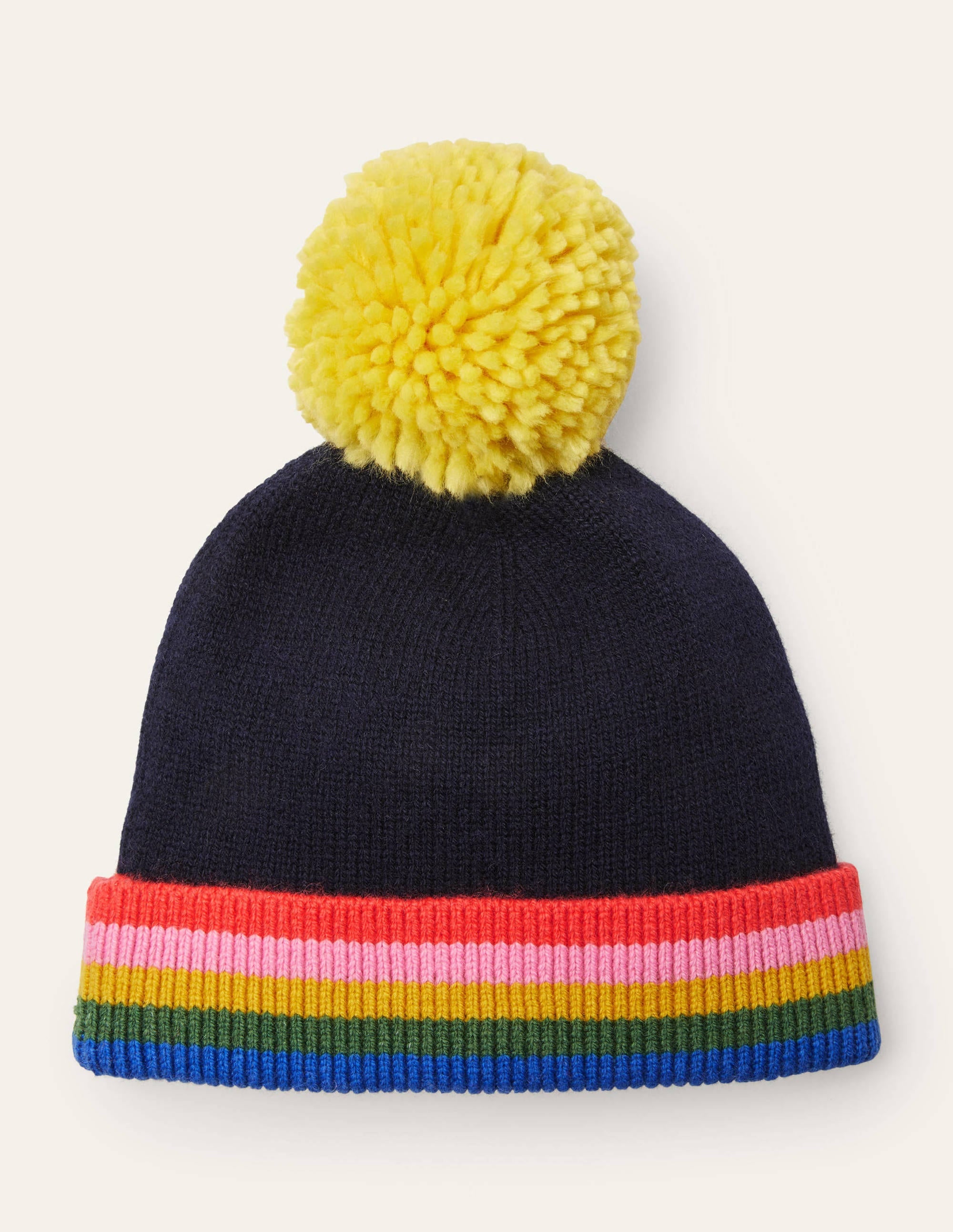 Strickpudelmütze-Navy/Bunt, Gestreift - Image 1