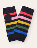 Fingerlose Strickhandschuhe-Navy/Bunt, Gestreift