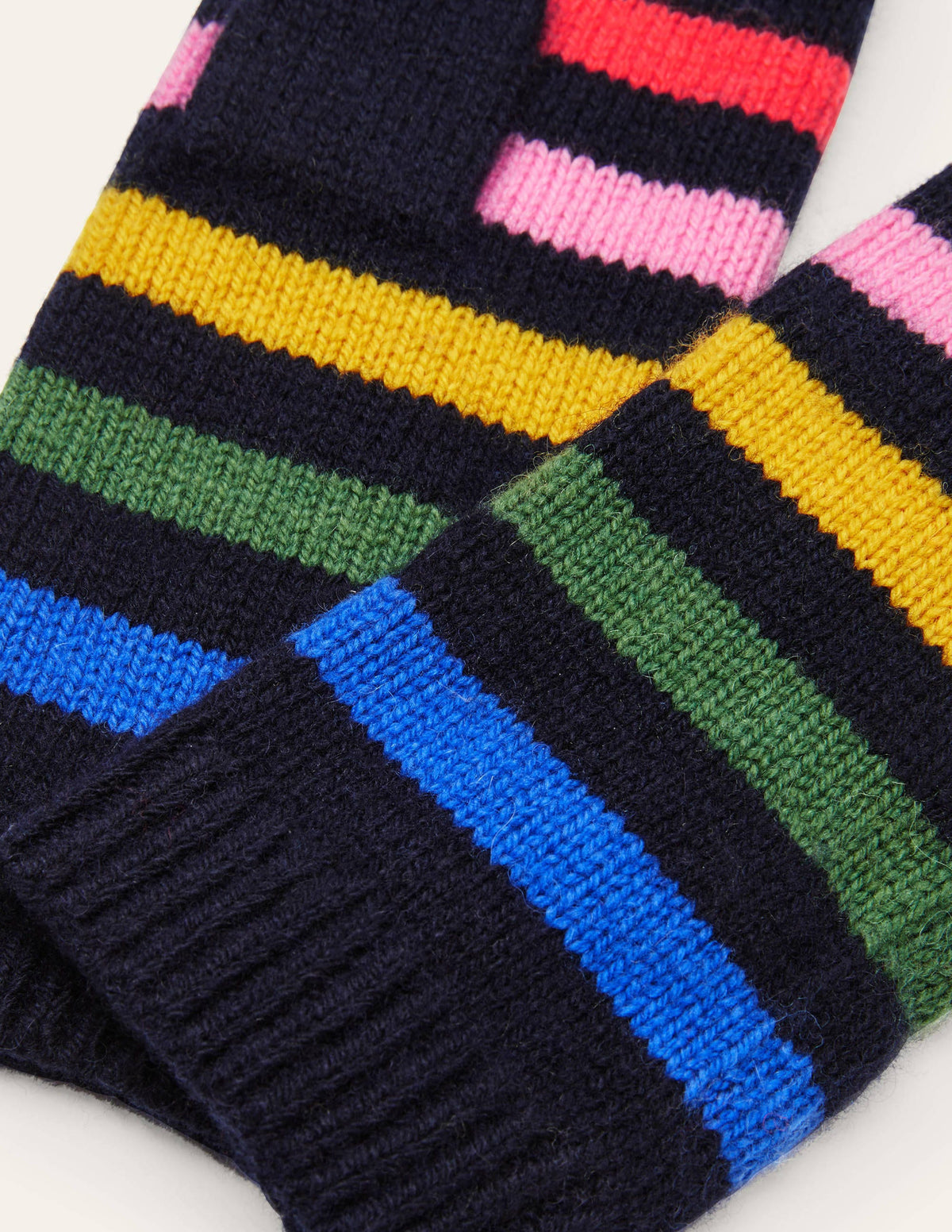 Fingerlose Strickhandschuhe-Navy/Bunt, Gestreift-2