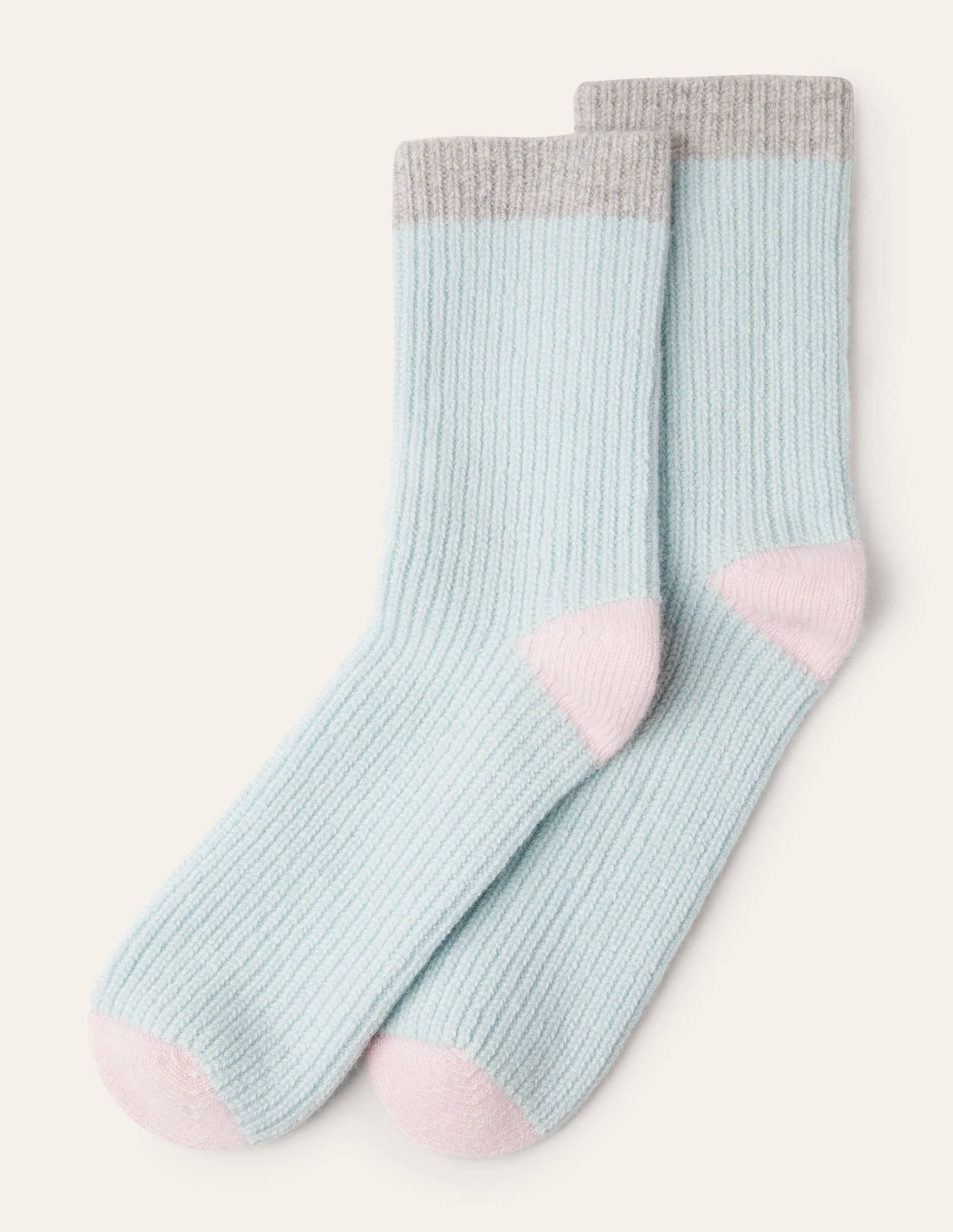 Bettsocken aus Kaschmir-Seeblau/Grau/Milchshake - Image 1
