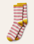 Bettsocken aus Kaschmir-Milchshake/Naturweiß/Wespengelb