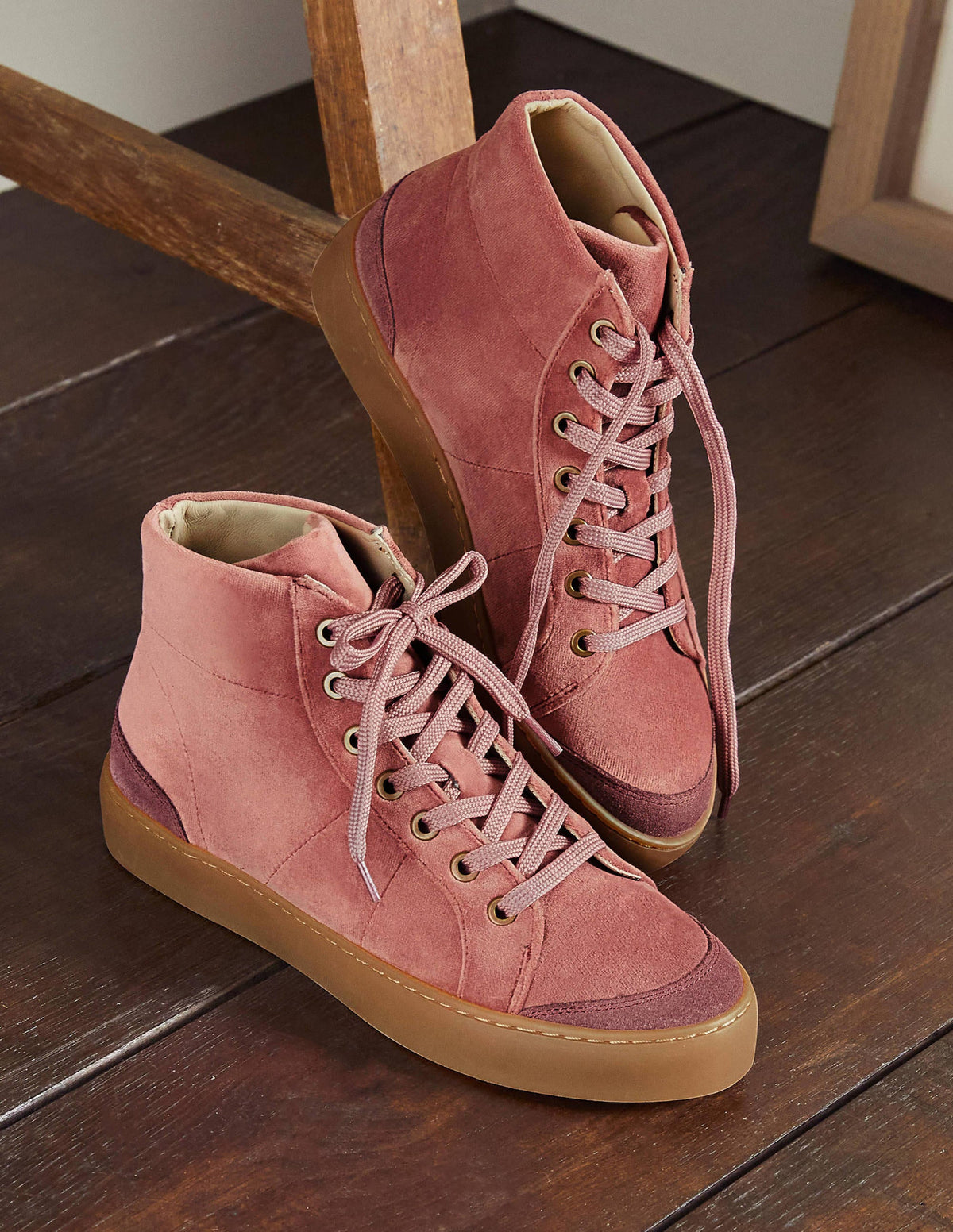 Emma Knöchelhohe Turnschuhe aus Samt-Graurosa - Image 1