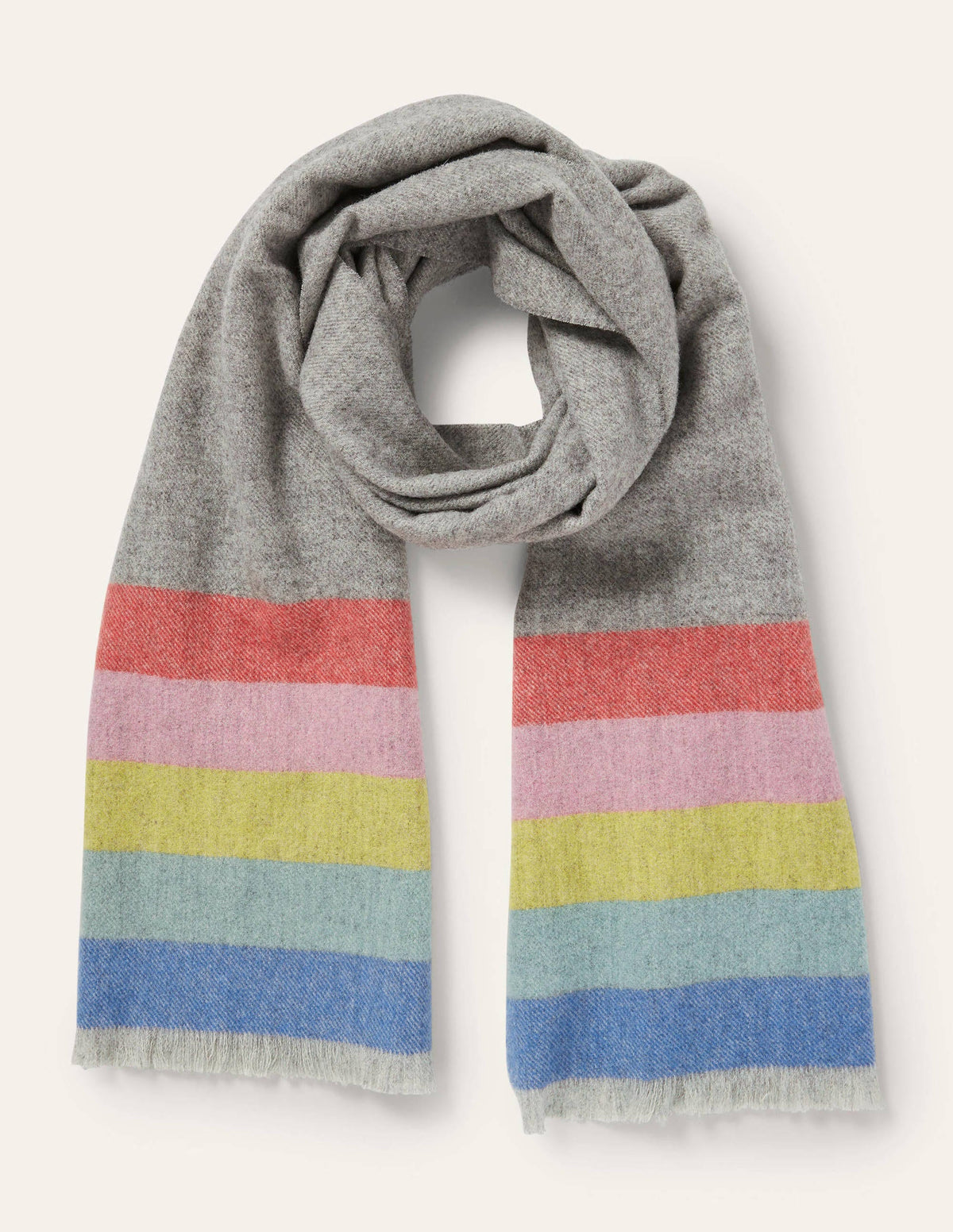 Wollschal-Grau, Regenbogenstreifen-1