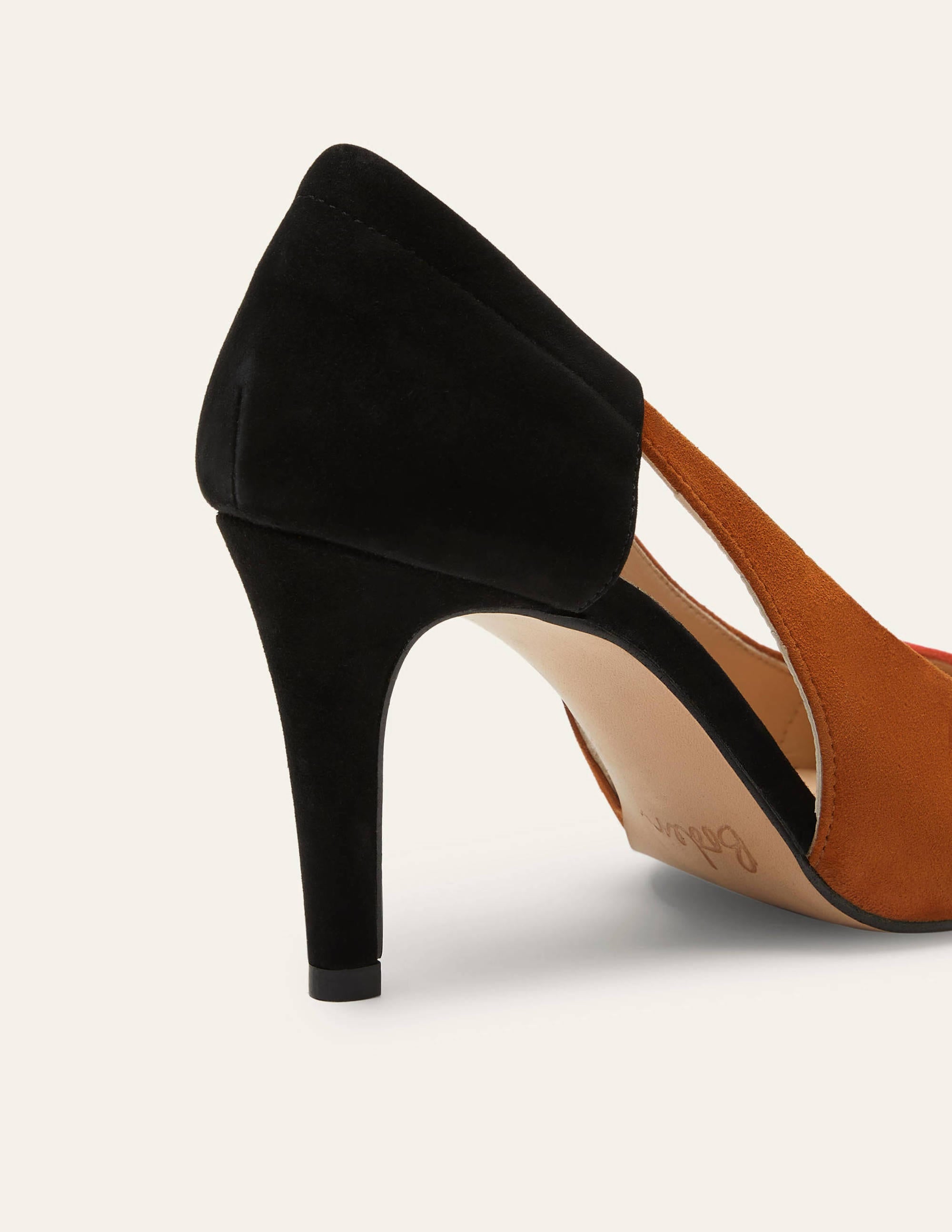 Pumps aus Veloursleder mit Cut-Out-Details-Schwarz/Weihrauch/Paprikarot - Image 3