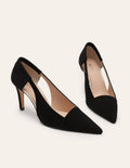 Pumps aus Veloursleder mit Cut-Out-Details-Schwarz
