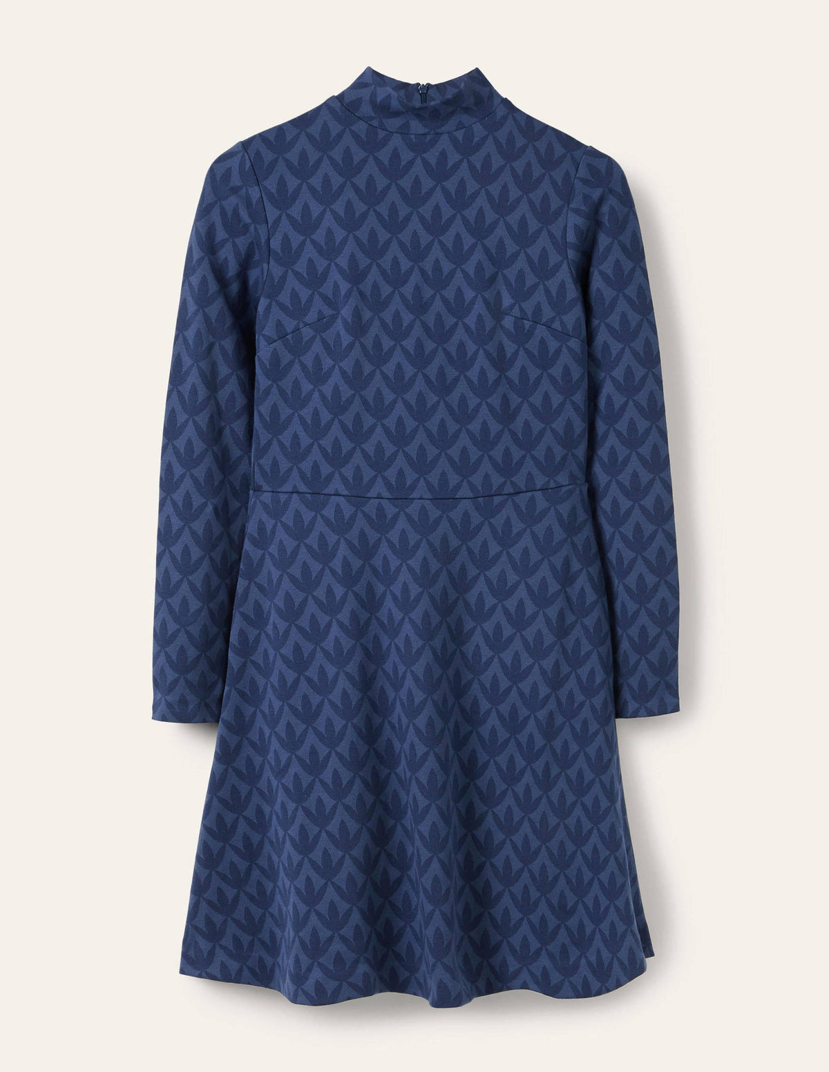 Robe à col montant en jacquard-Bleu nuit, motif géométrique pétale - Image 5