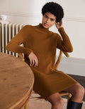 Strickkleid mit hohem Kragen-Altes Moosgrün