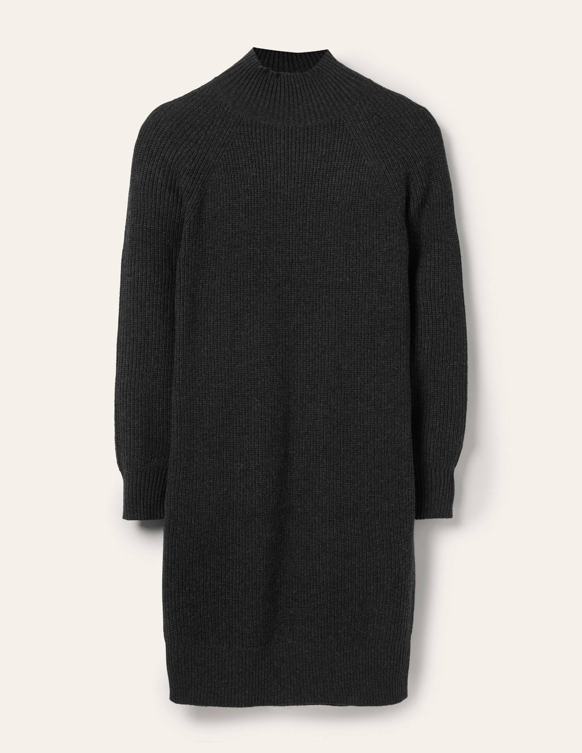 Strickkleid mit hohem Kragen-Anthrazit Melange - Image 5