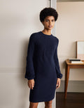 Robe en maille torsadée-Bleu marine