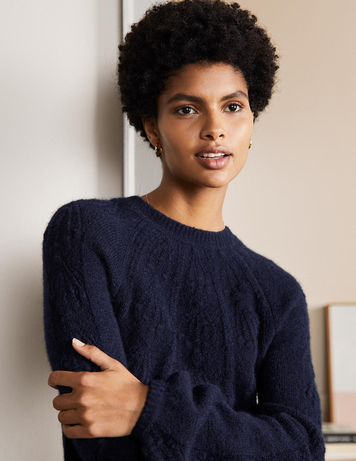 Robe en maille torsadée-Bleu marine - Image 2