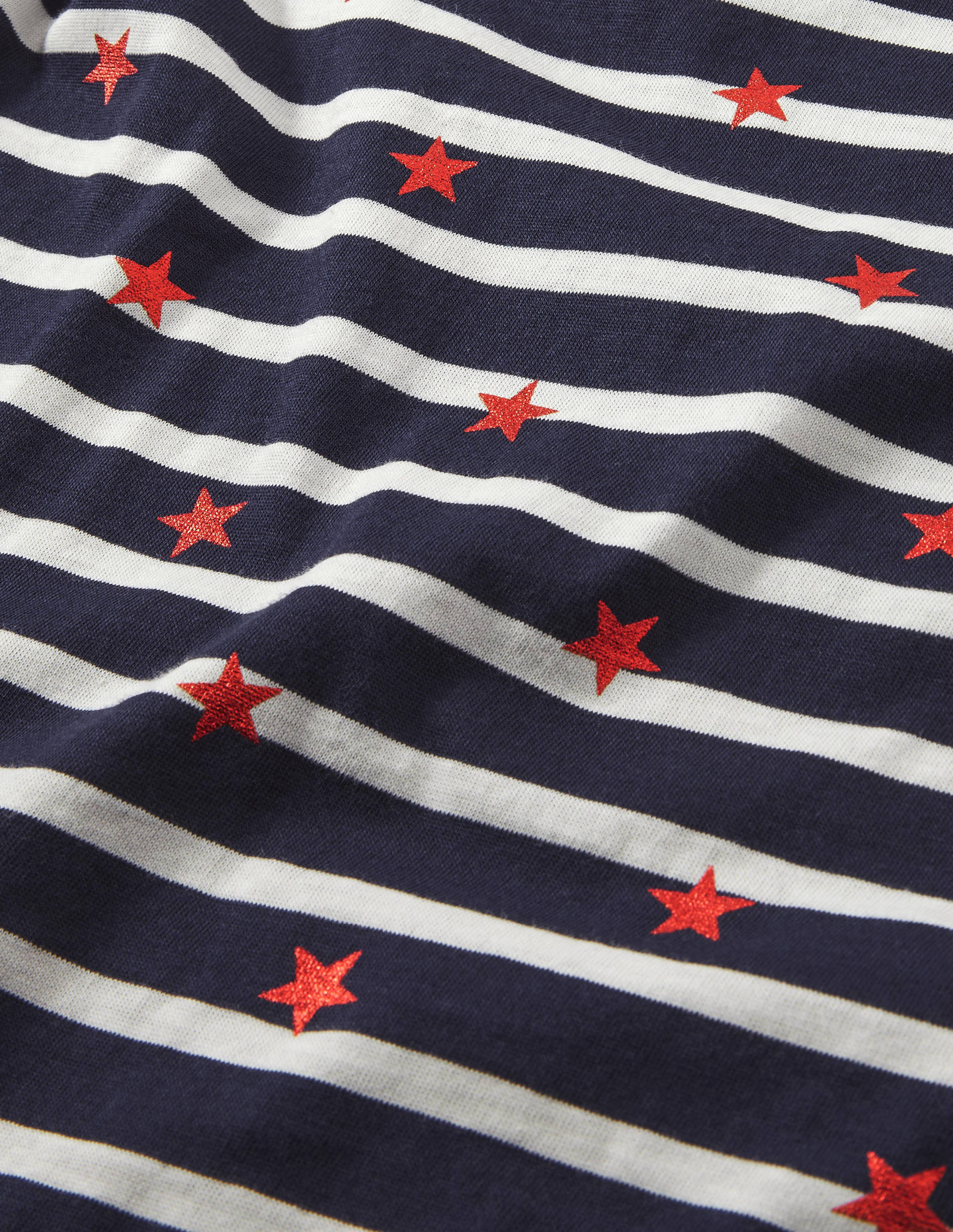 Langärmliges Bretonshirt-Navy/Naturweiß/Rot, Folienstern - Image 5