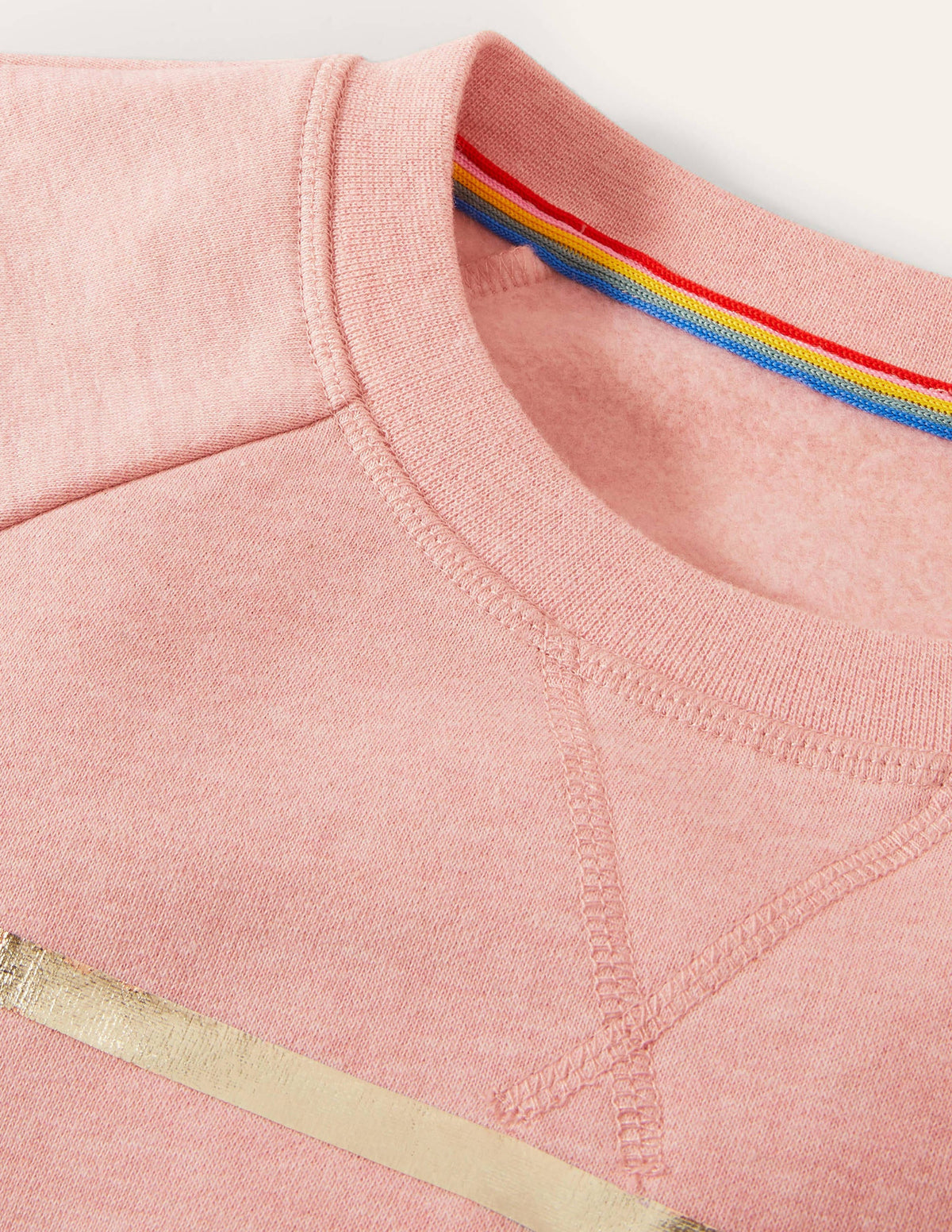 Gemustertes Sweatshirt aus Baumwolle-Rosa Meliert/Gold, Folienstreifen - Image 5