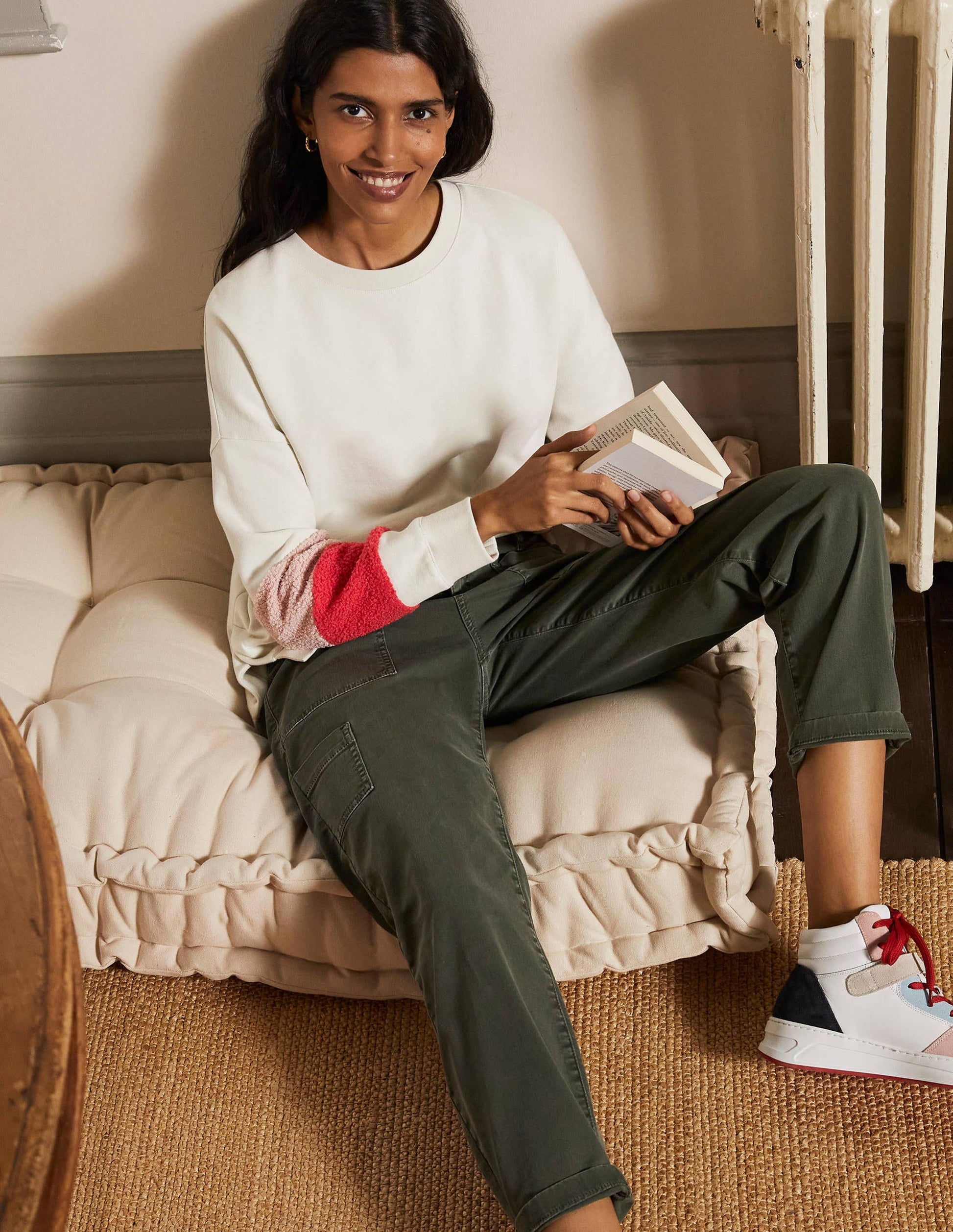 Jasmine Sweatshirt-Naturweiß/Teddy, Blockfarben-3