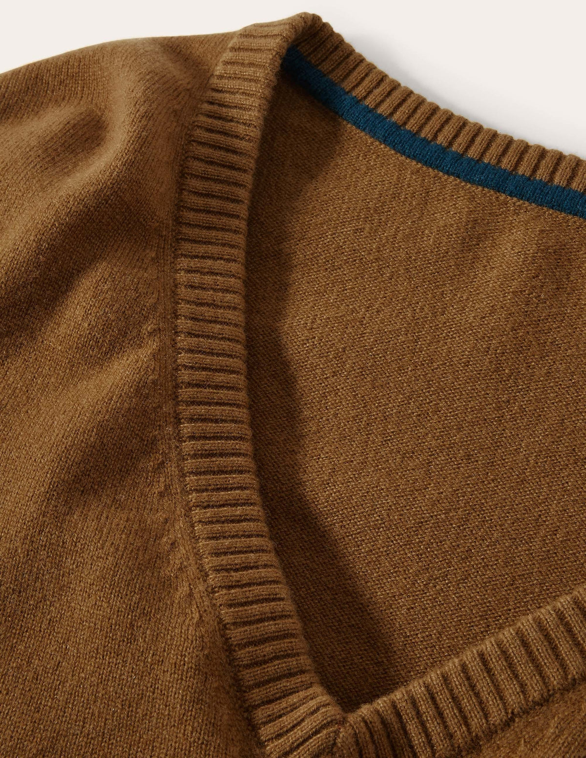 Lässiger Kaschmirpullover mit V-Ausschnitt-Rauchiges Topasblau - Image 6