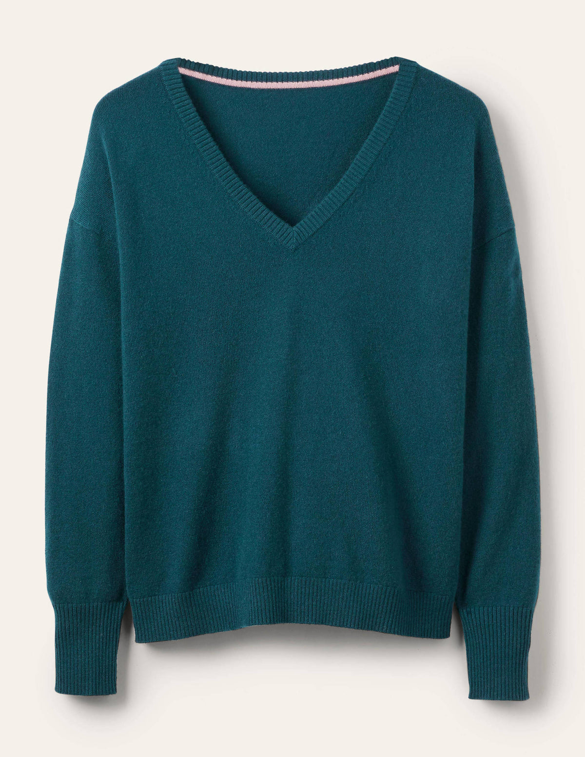 Pull col V décontracté en cachemire-Jade-5