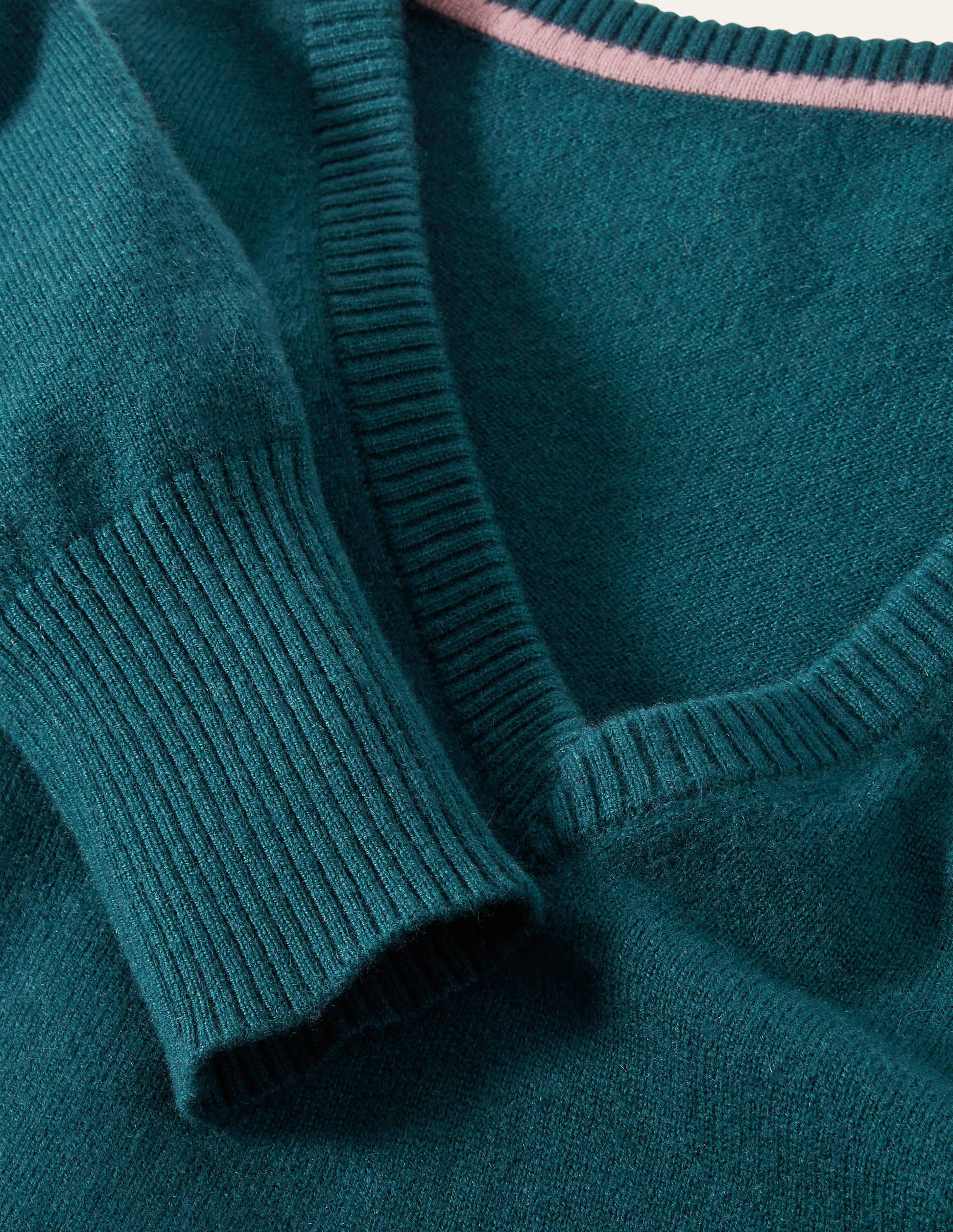 Pull col V décontracté en cachemire-Jade-6