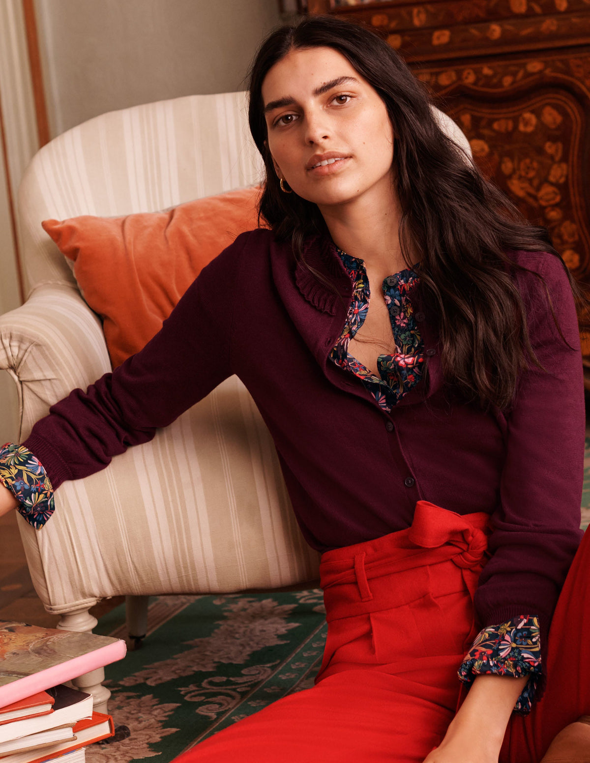 Frederica Pointelle-Cardigan-Dunkelviolett-5