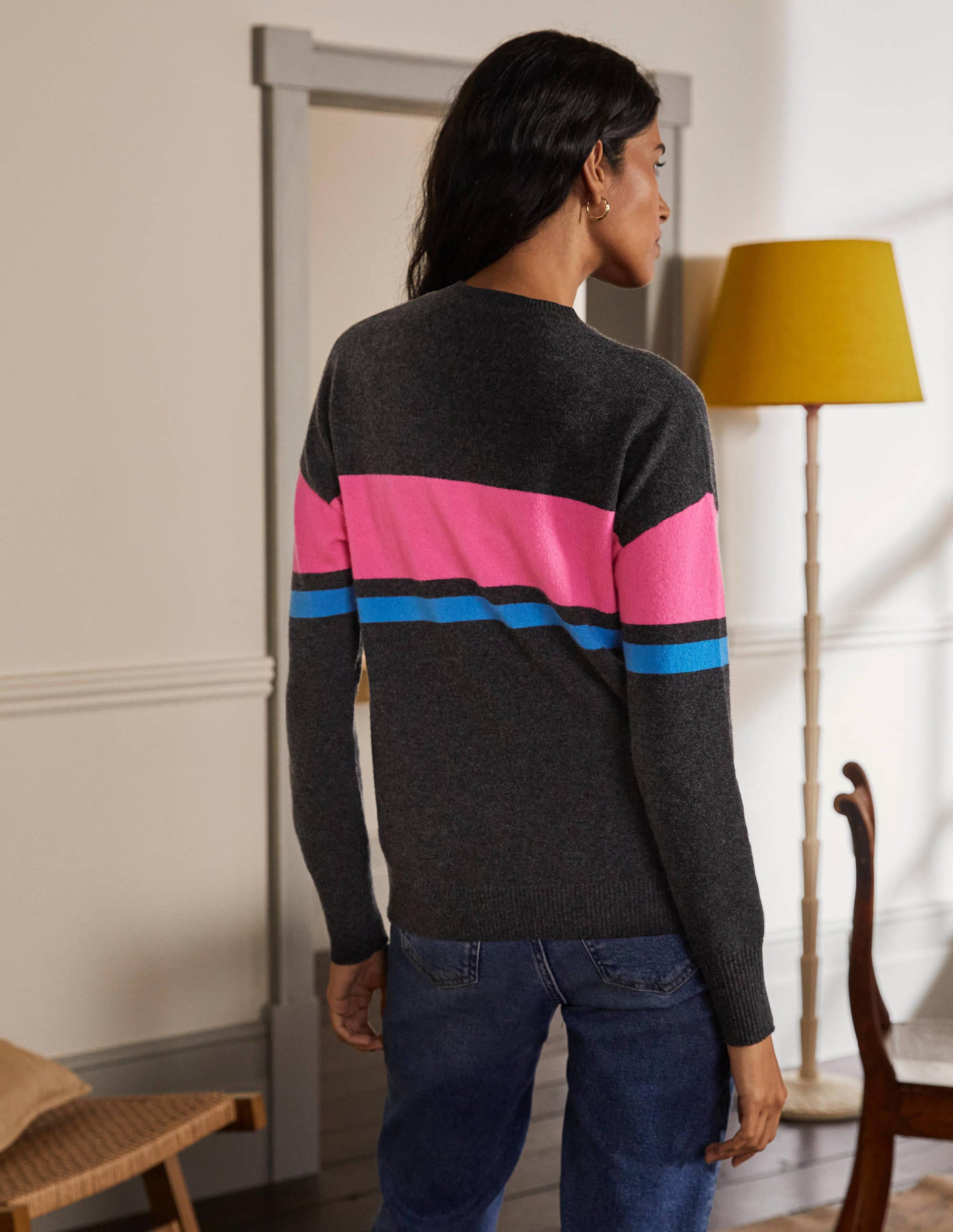 Margot Kaschmirpullover-Schwarzer Diamant, Neonstreifen - Image 3