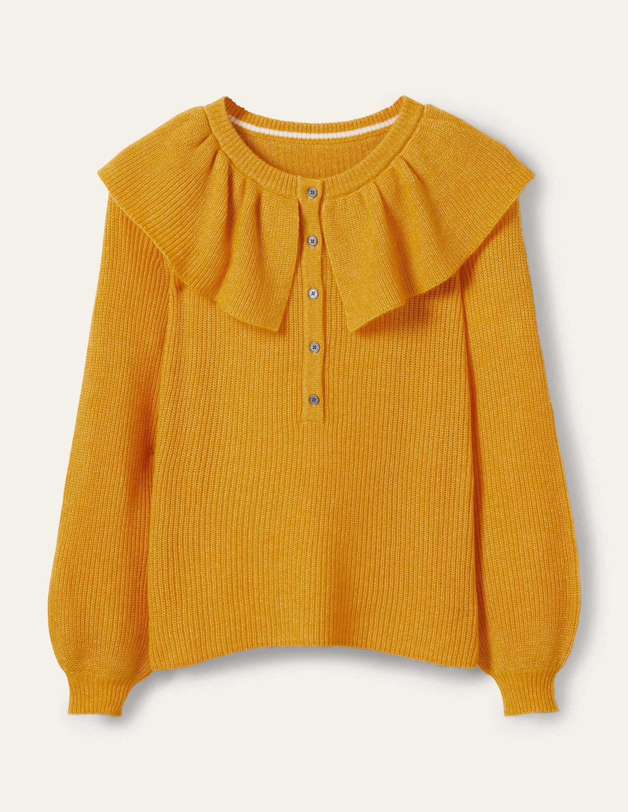 Flauschiger Pullover mit Rüschenkragen-Sonnengelb - Image 6
