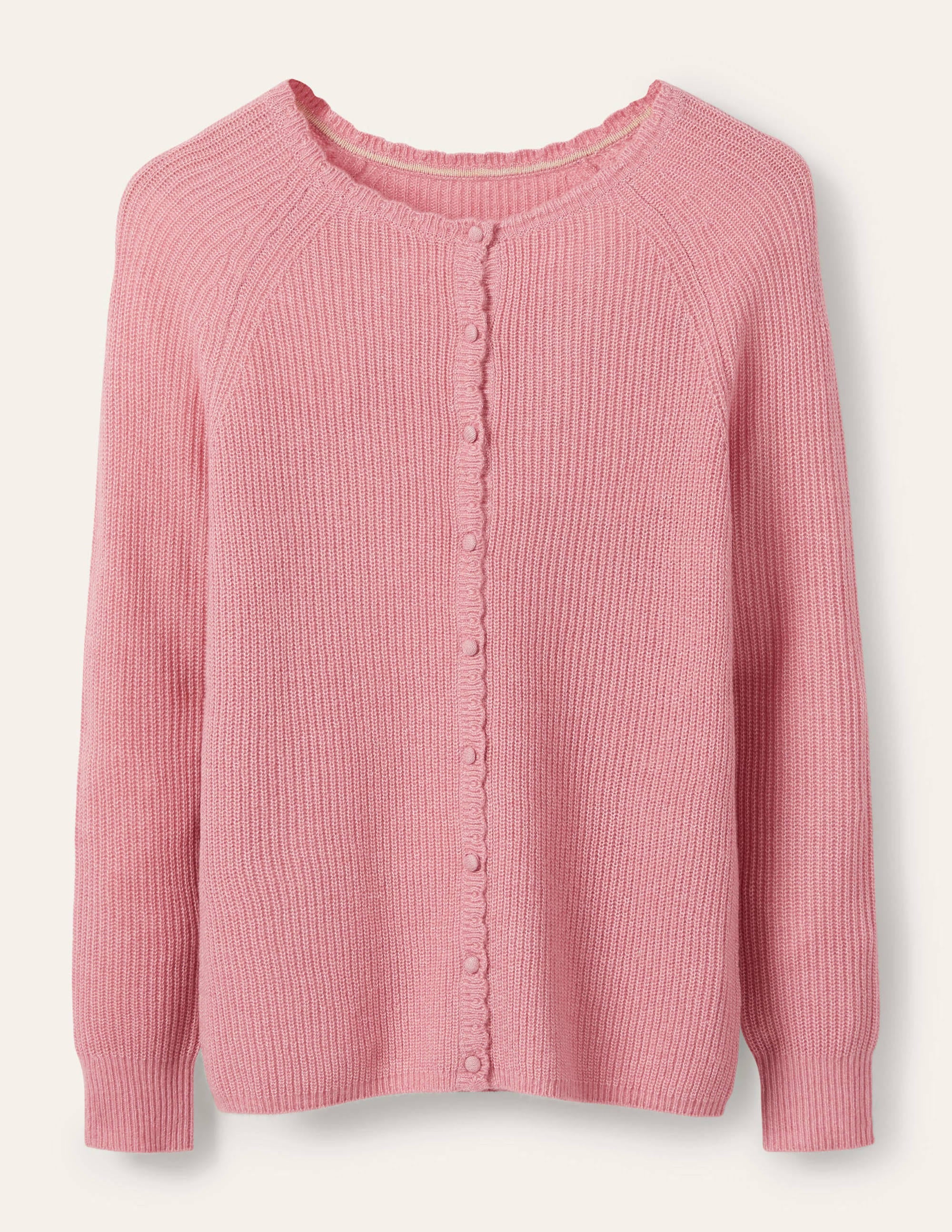 Ella Flauschiger Cardigan mit Muschelsaum-Kirschblütenrosa - Image 5
