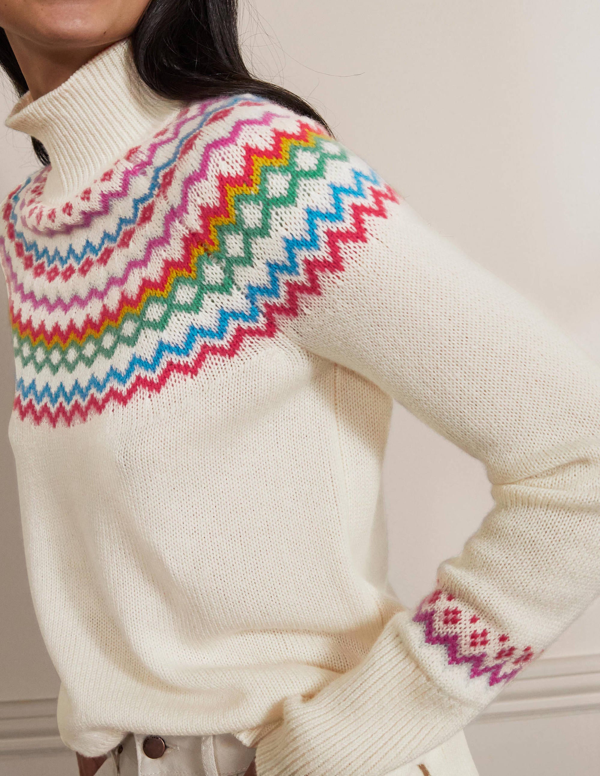 Anna Kaschmirpullover-Perlweiß, Fair-Isle-Muster - Image 2