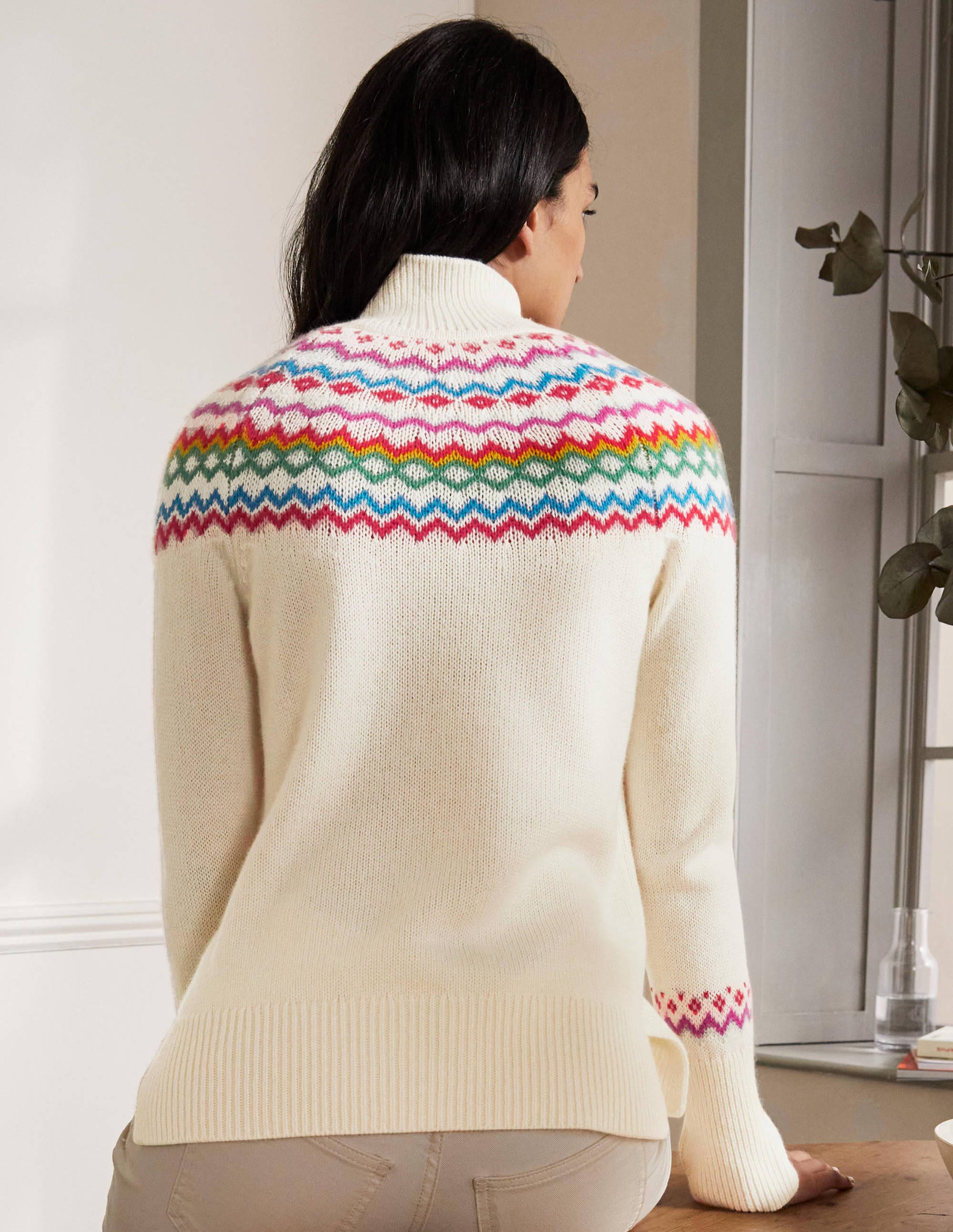 Anna Kaschmirpullover-Perlweiß, Fair-Isle-Muster - Image 3
