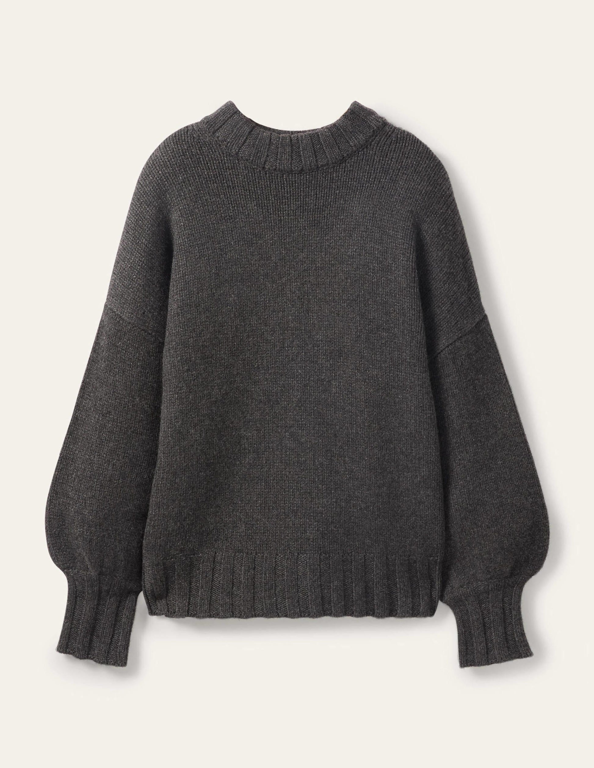 Chunky Cashmere Jumper-Charcoal Melange-6