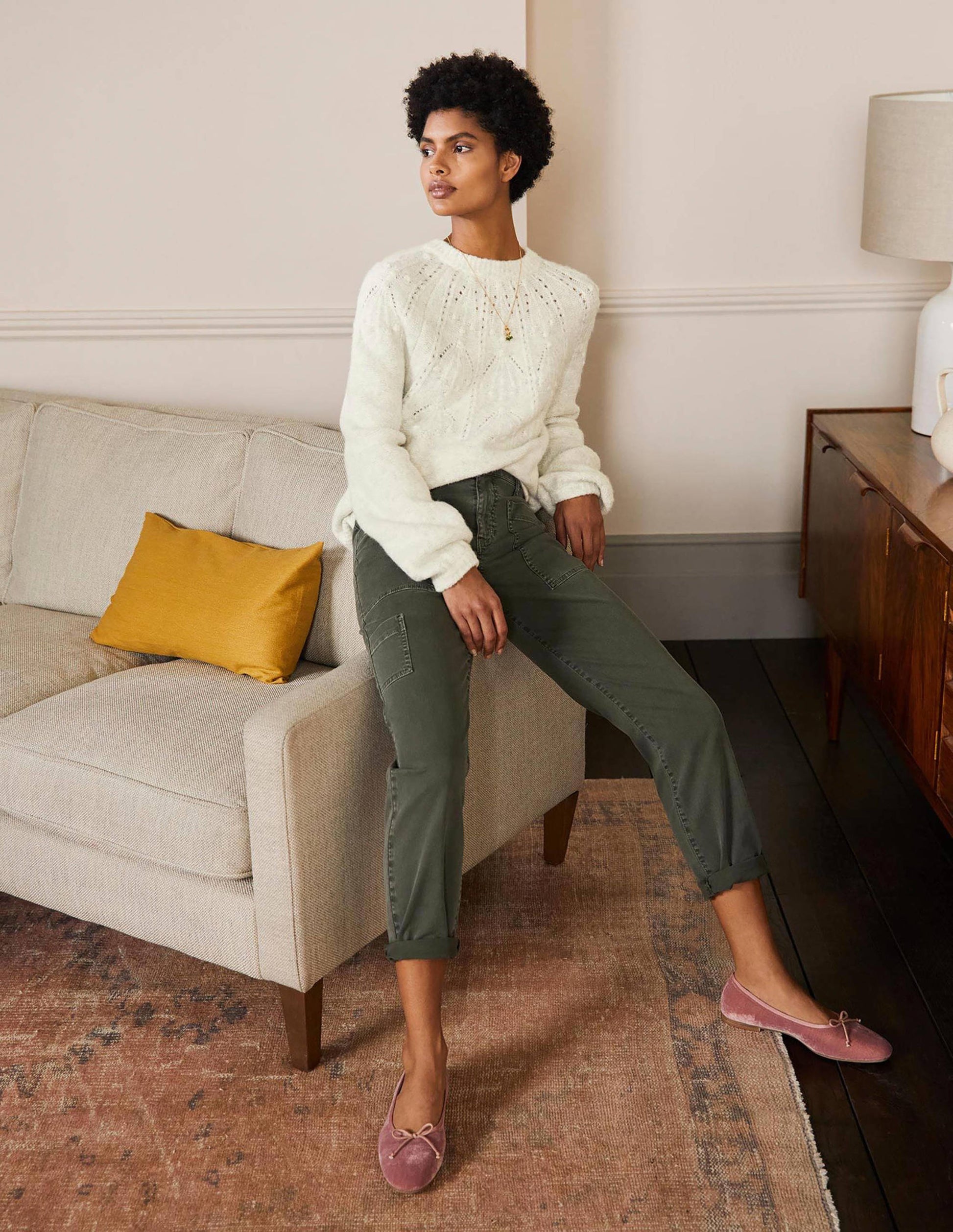 Relaxed Cable Jumper-Ivory Melange-4