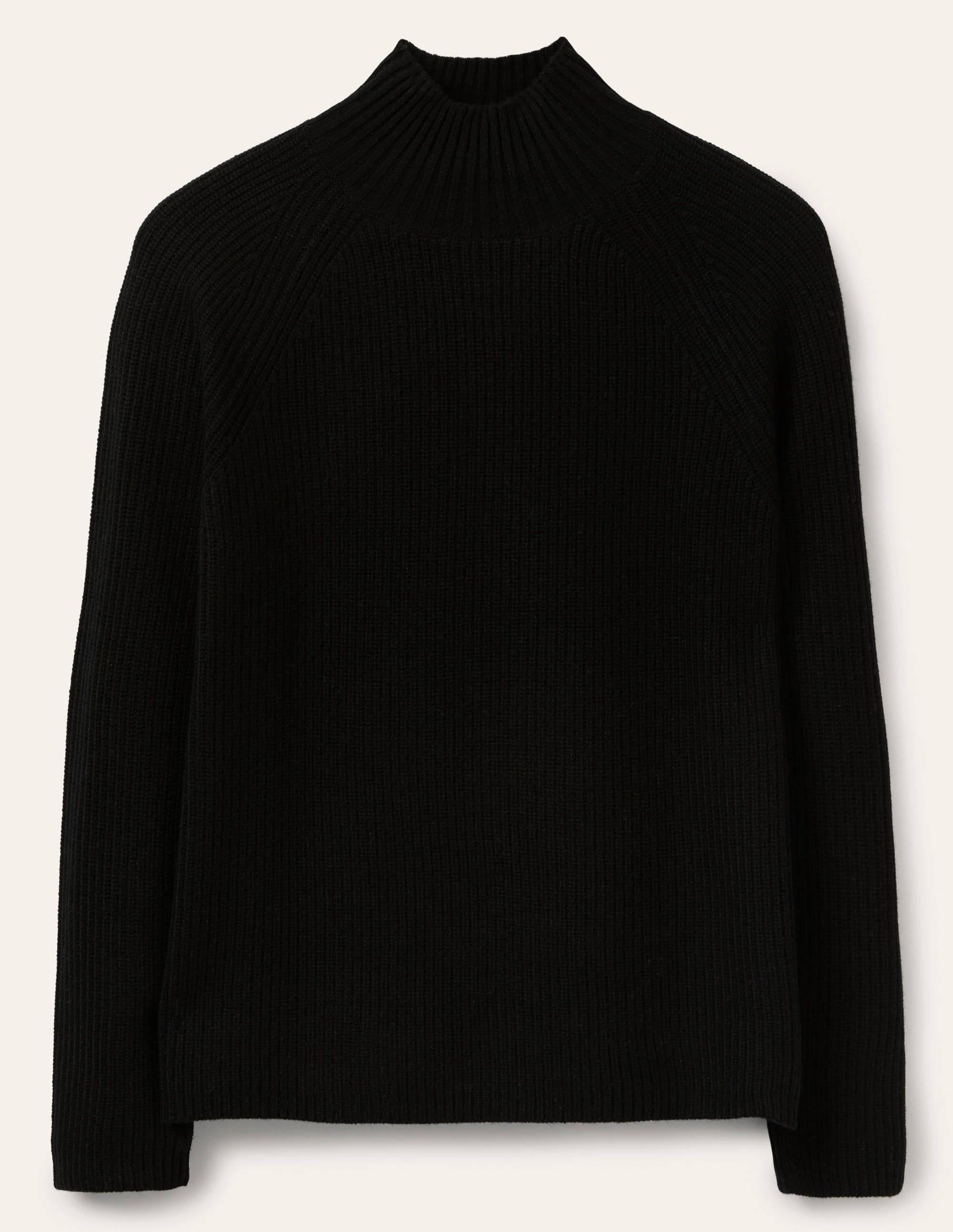 Mia Gerippter Pullover mit hohem Kragen-Schwarz - Image 6