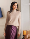 Mia Ribbed High Neck Jumper-Oatmeal Melange