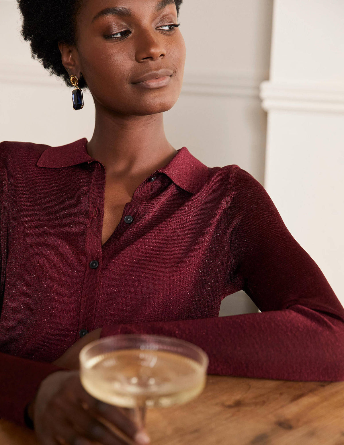 Knitted Sparkle Shirt-Pom Pom Metallic - Image 2