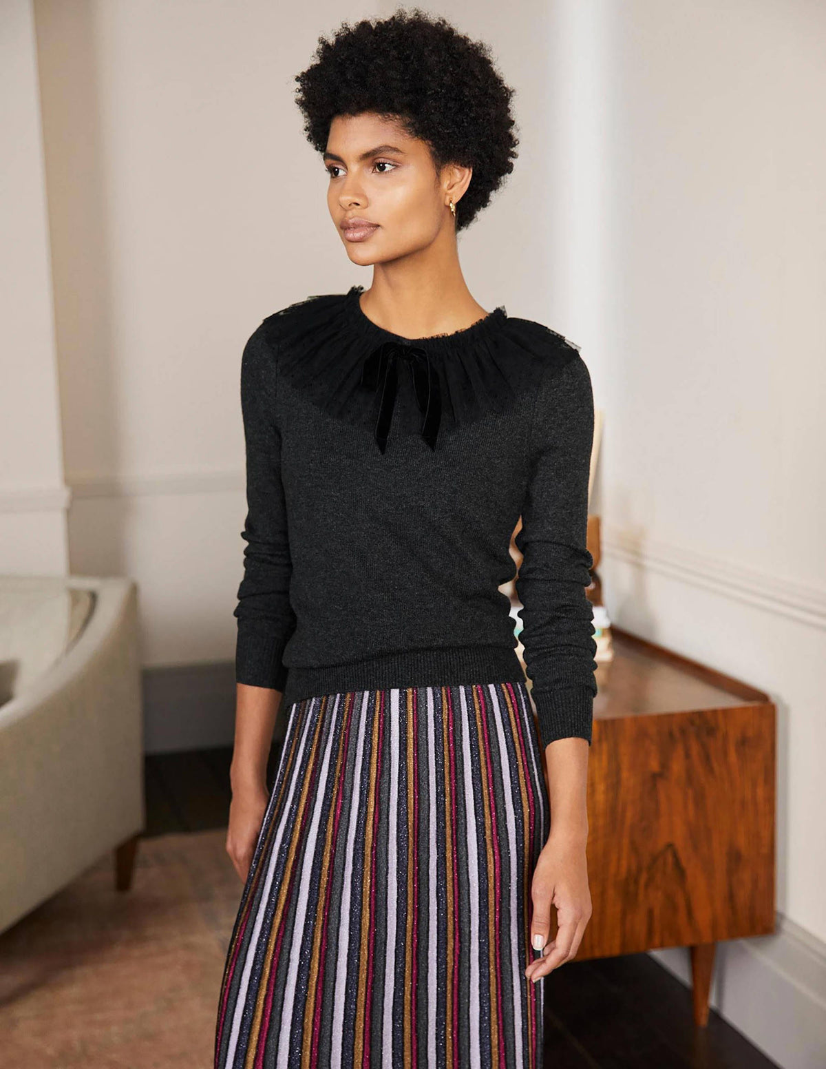 Pull Felicity ornementé-Anthracite chiné - Image 1