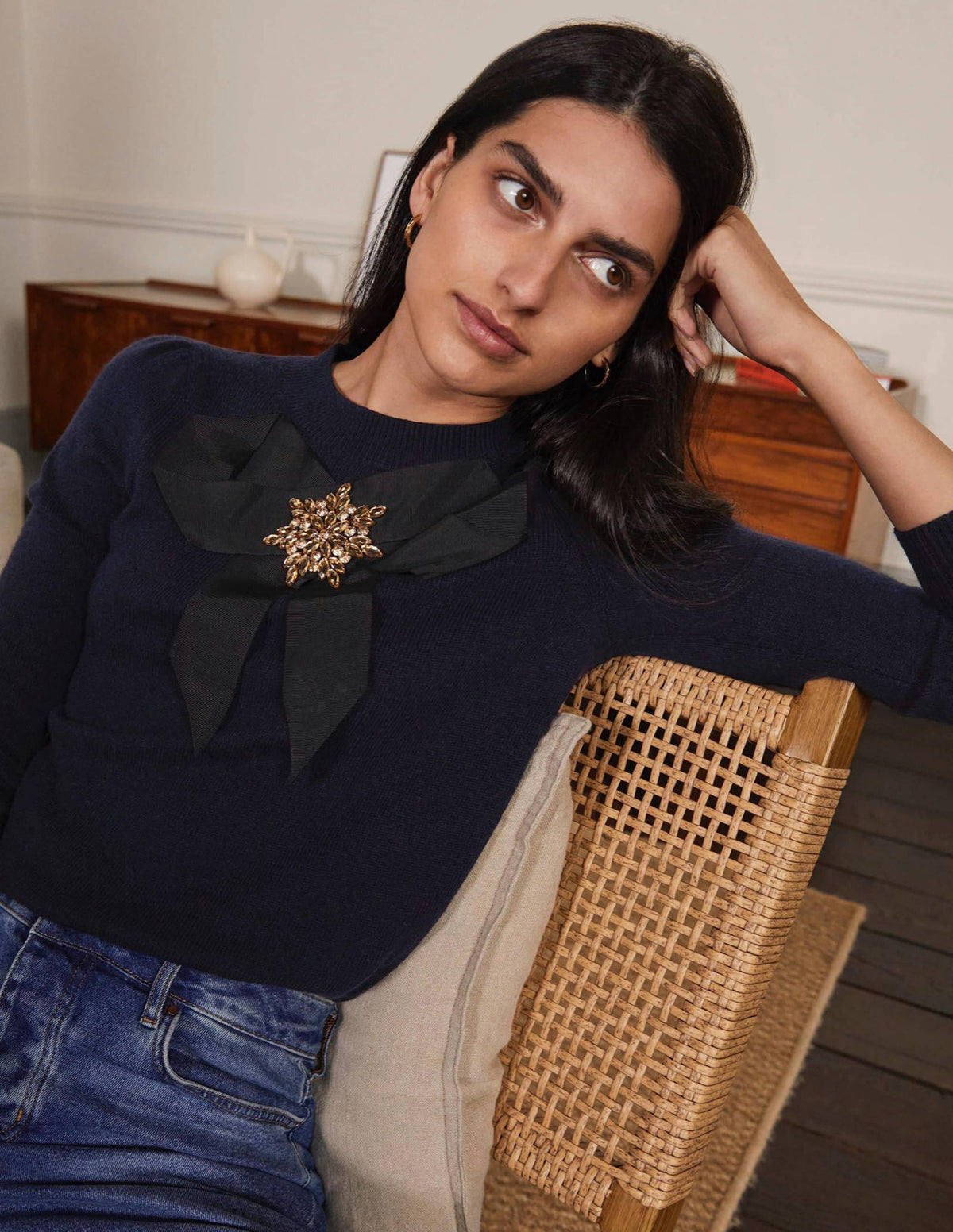 Felicity Verzierter Pullover-Marineblau - Image 1