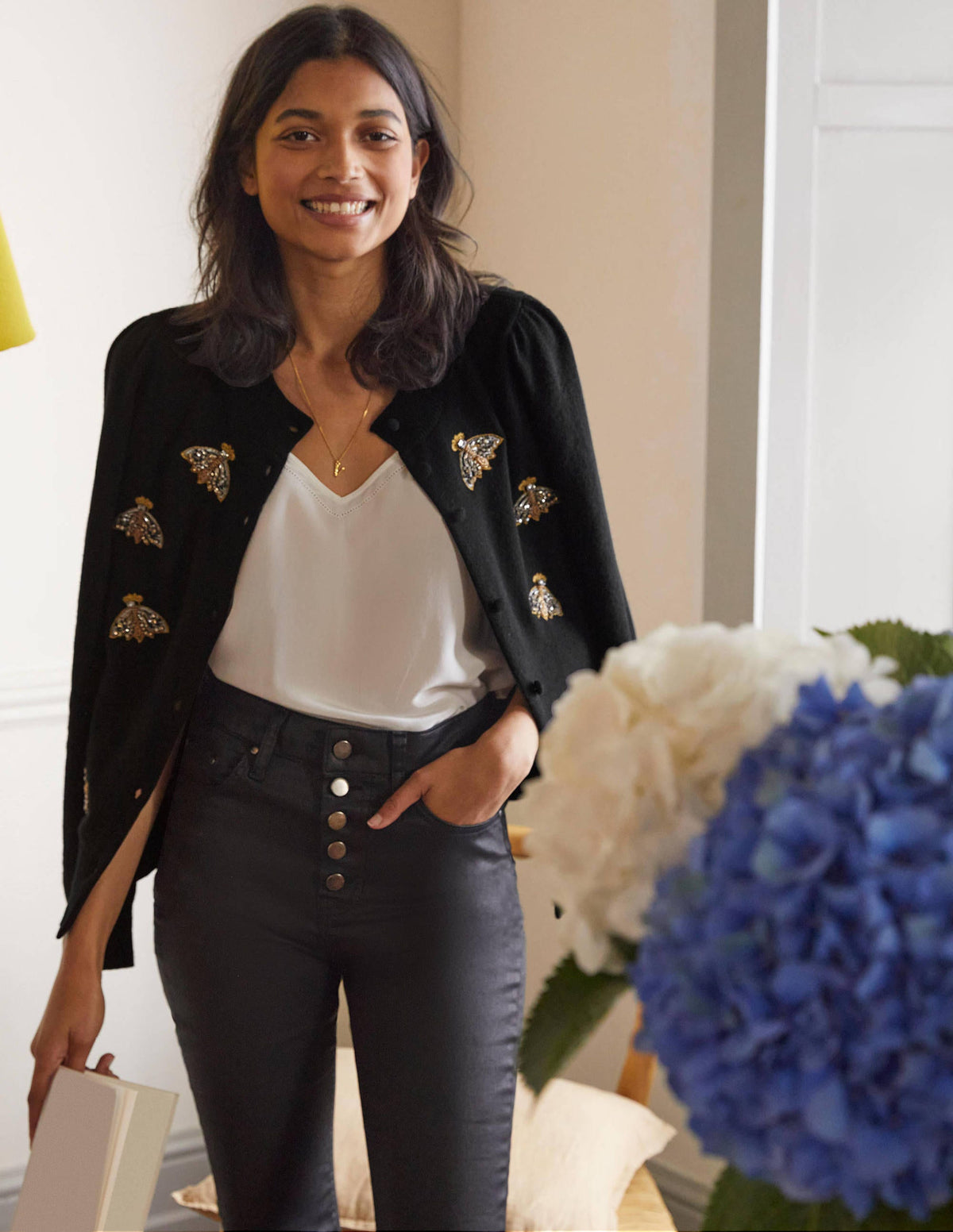 Verzierter Cardigan-Schwarz - Image 1